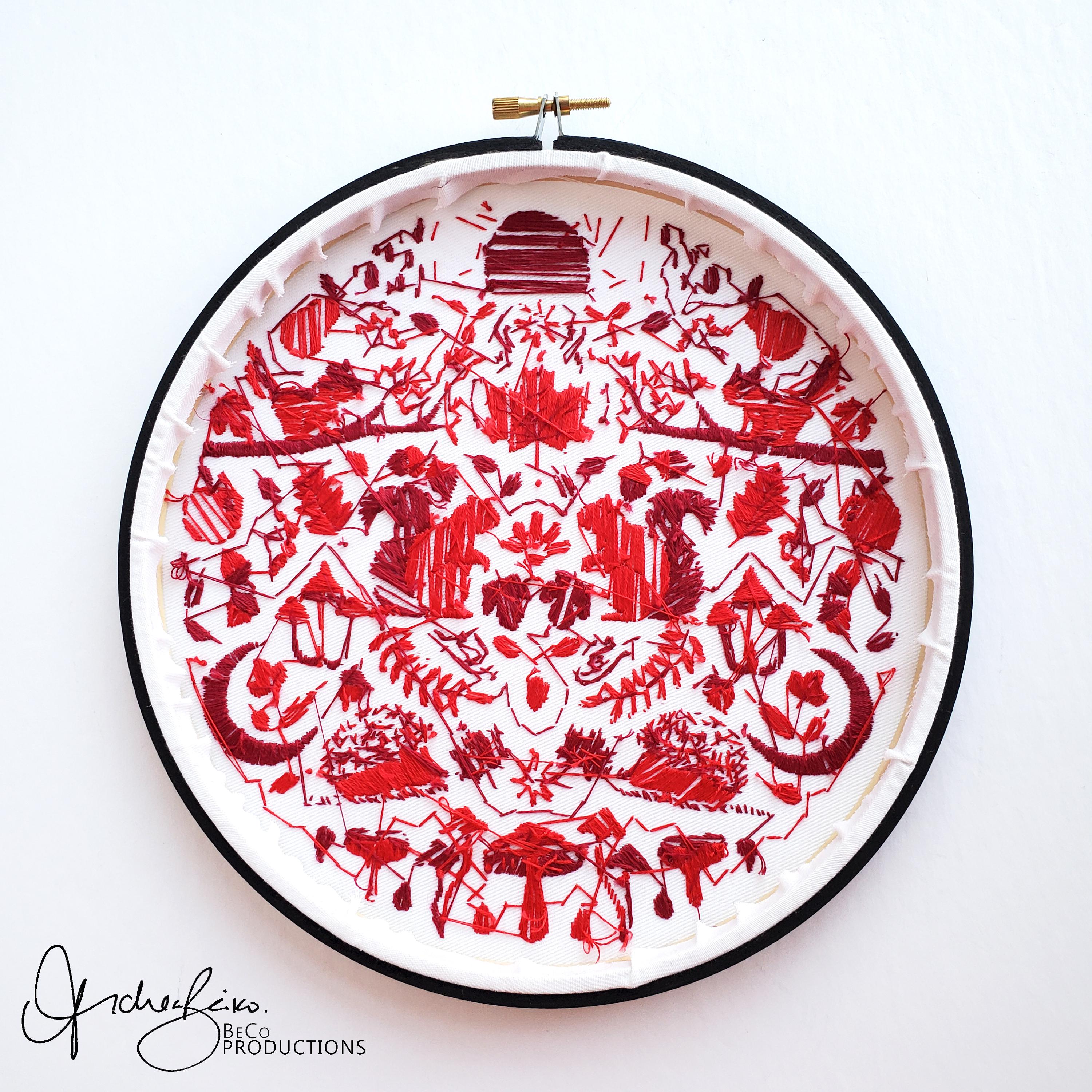 SEPTEMBER Monthly Monochromatic Folk Art Inspired Series - PDF Digital Download Embroidery Pattern & Guide