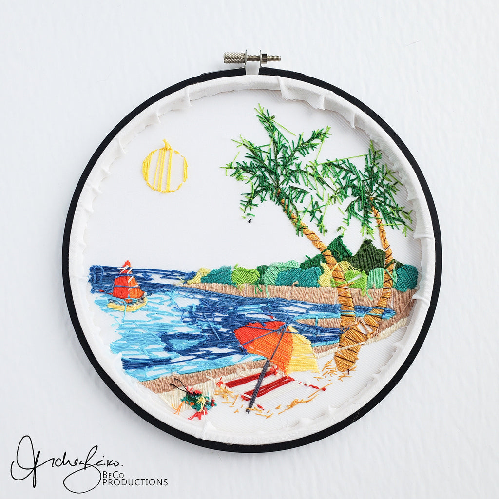 Beach Landscape No.02 - PDF Digital Download Embroidery Pattern & Guide