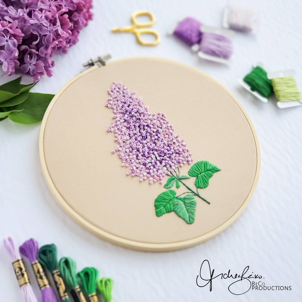 Floral Lilac French Knot - PDF Digital Download Embroidery Pattern and Guide