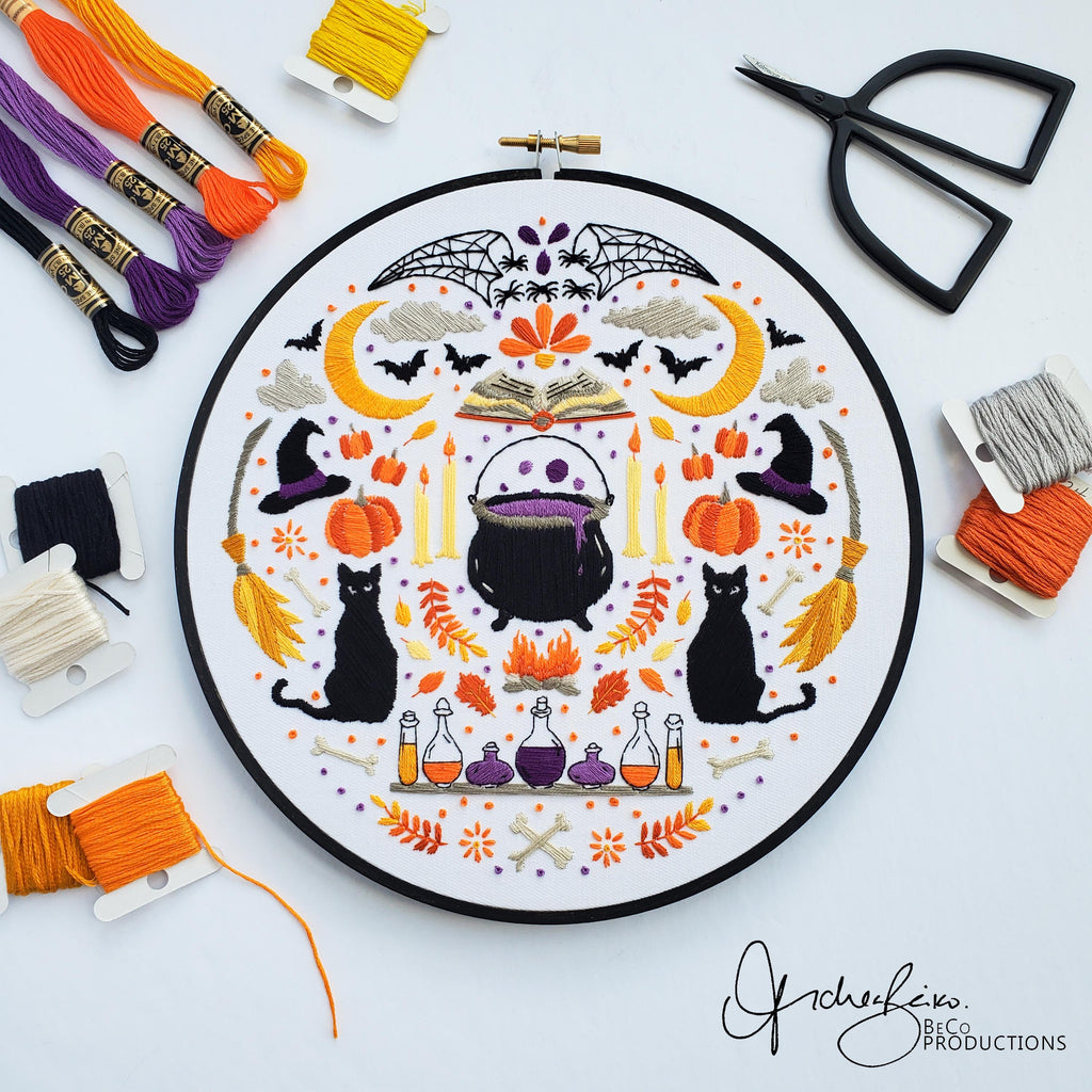 Witch Folk Art Inspired Series - PDF Digital Download Embroidery Pattern & Guide