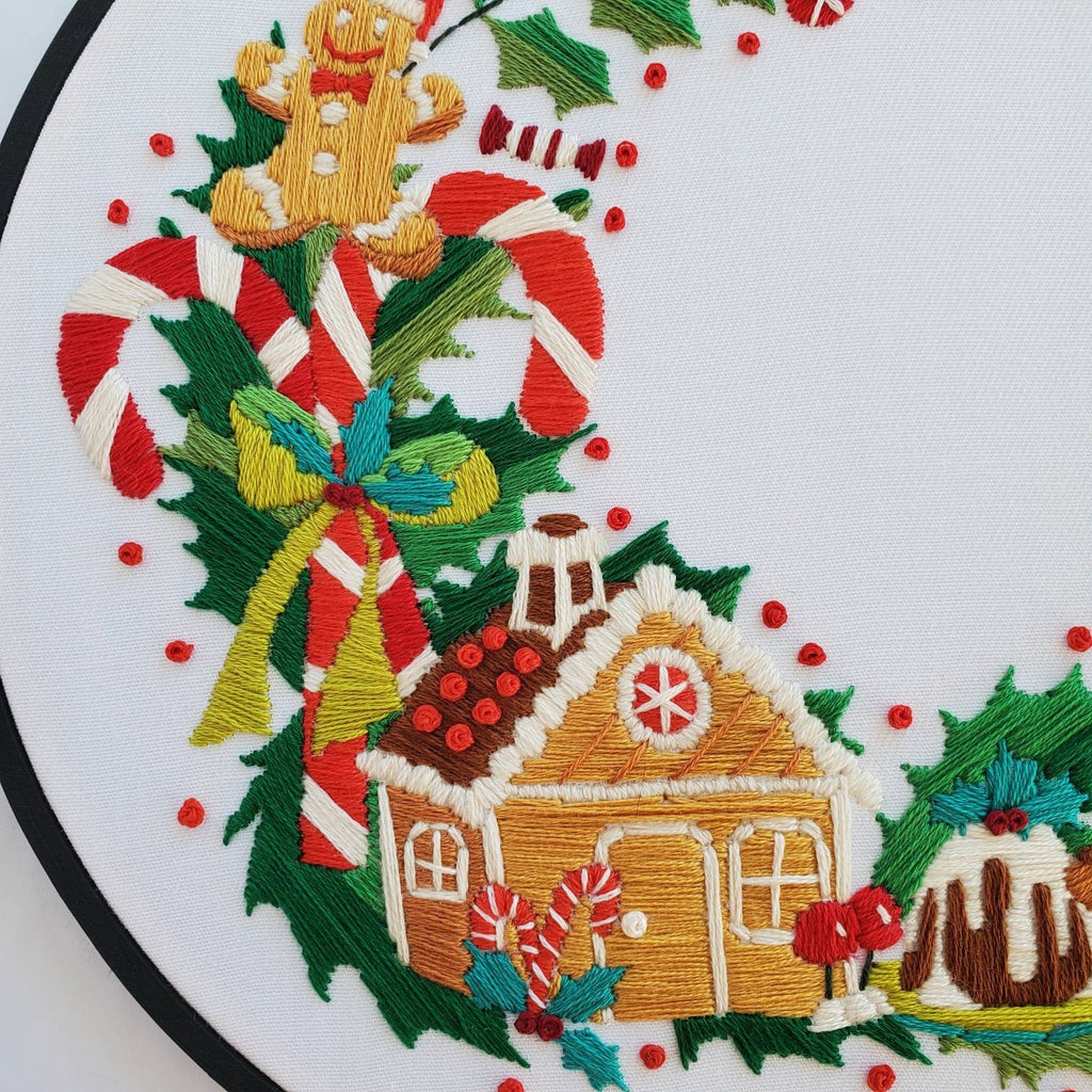 Christmas Candy Wreath - PDF Digital Download Embroidery Pattern & Guide
