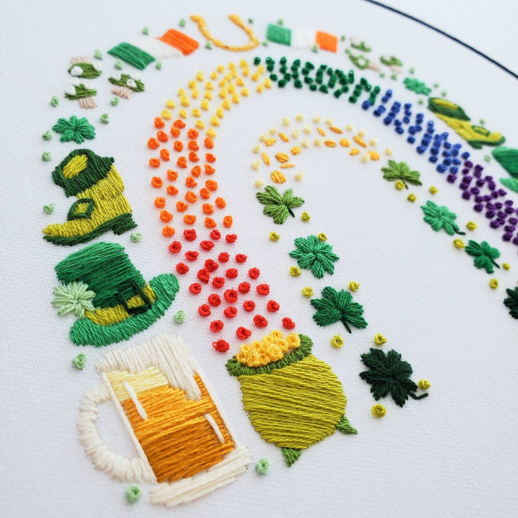 St. Patrick's Day Rainbow - PDF Digital Download Embroidery Pattern & Guide