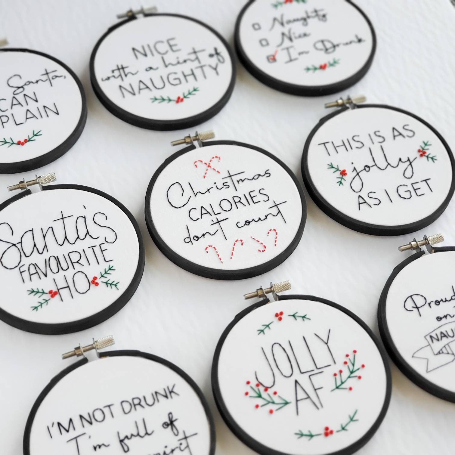 Sassy & Funny Christmas Ornament Bundle - PDF Digital Download Embroidery Patterns & Guide