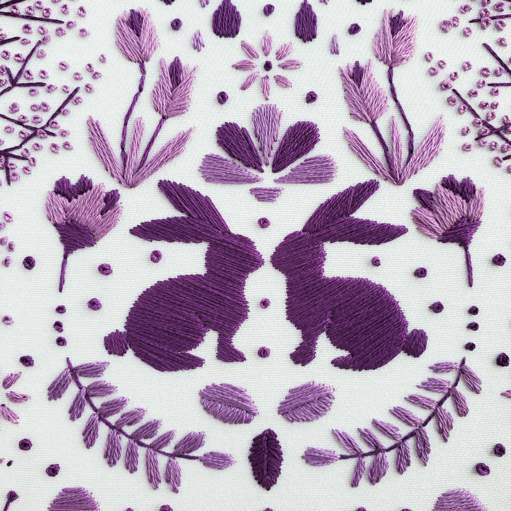 APRIL Monthly Monochromatic Folk Art Inspired Series - PDF Digital Download Embroidery Pattern & Guide