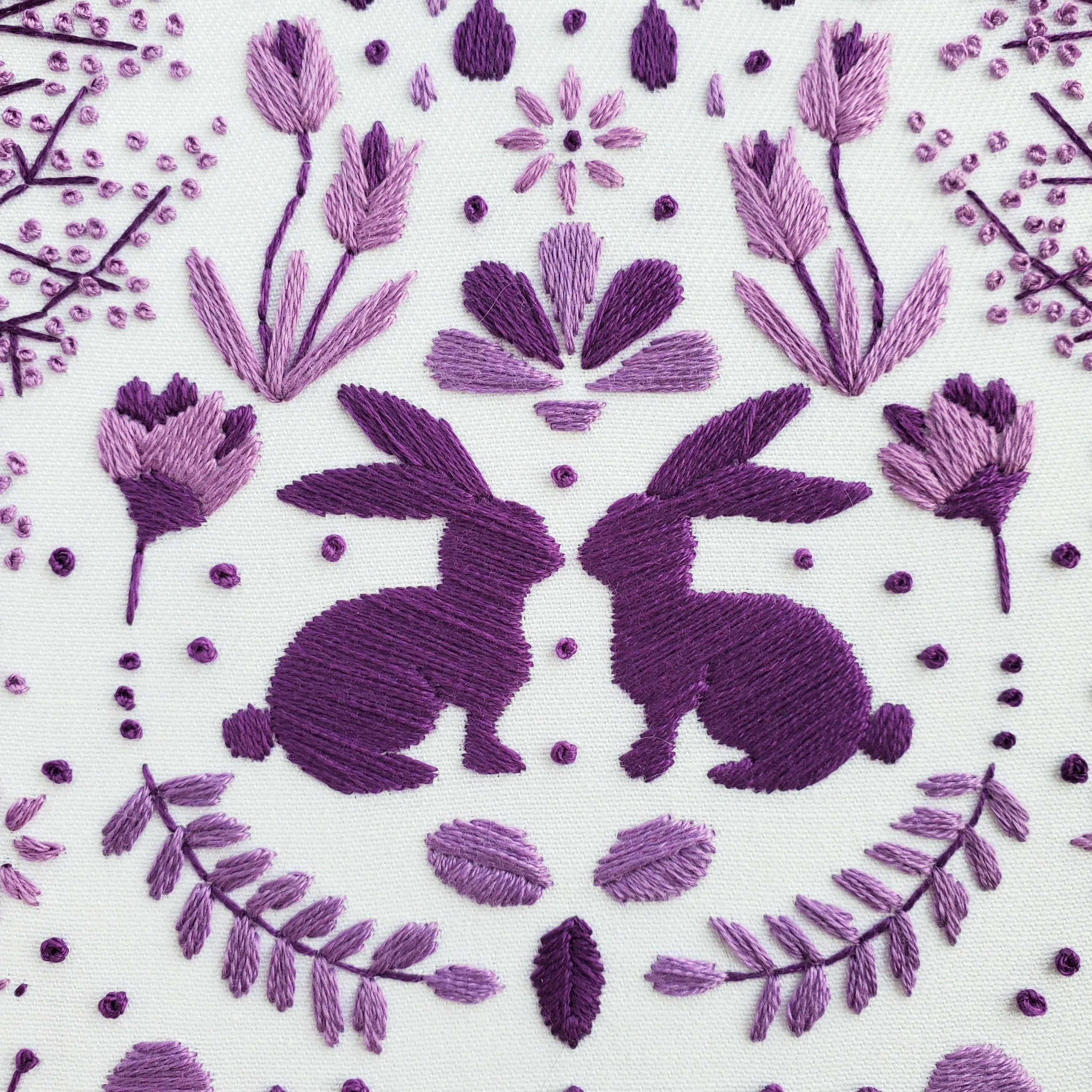 APRIL Monthly Monochromatic Folk Art Inspired Series - PDF Digital Download Embroidery Pattern & Guide