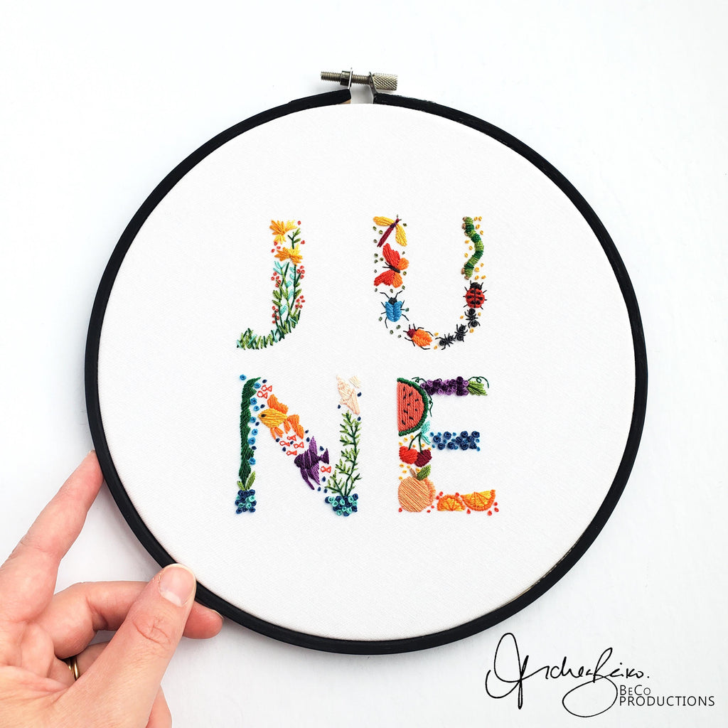 JUNE Monthly Text Series - PDF Digital Download Embroidery Series Pattern & Guide