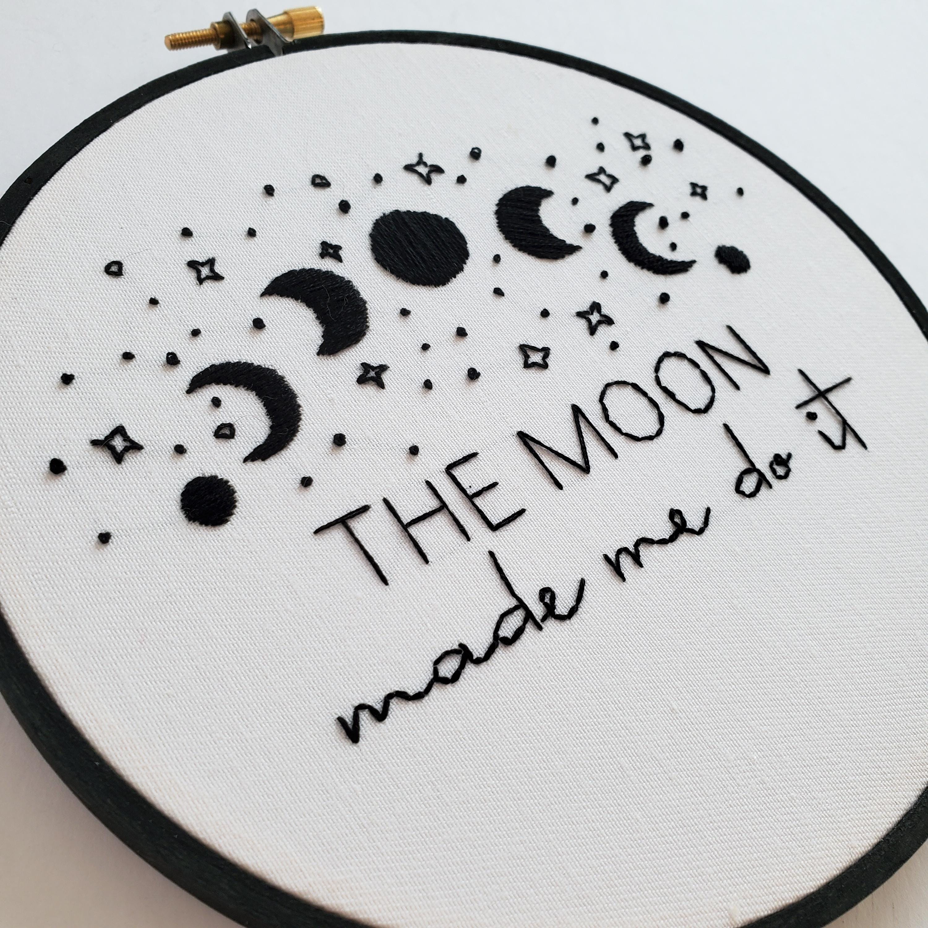 The Moon Made Me Do It - Moon Phase Design - PDF Digital Download Embroidery Pattern & Guide