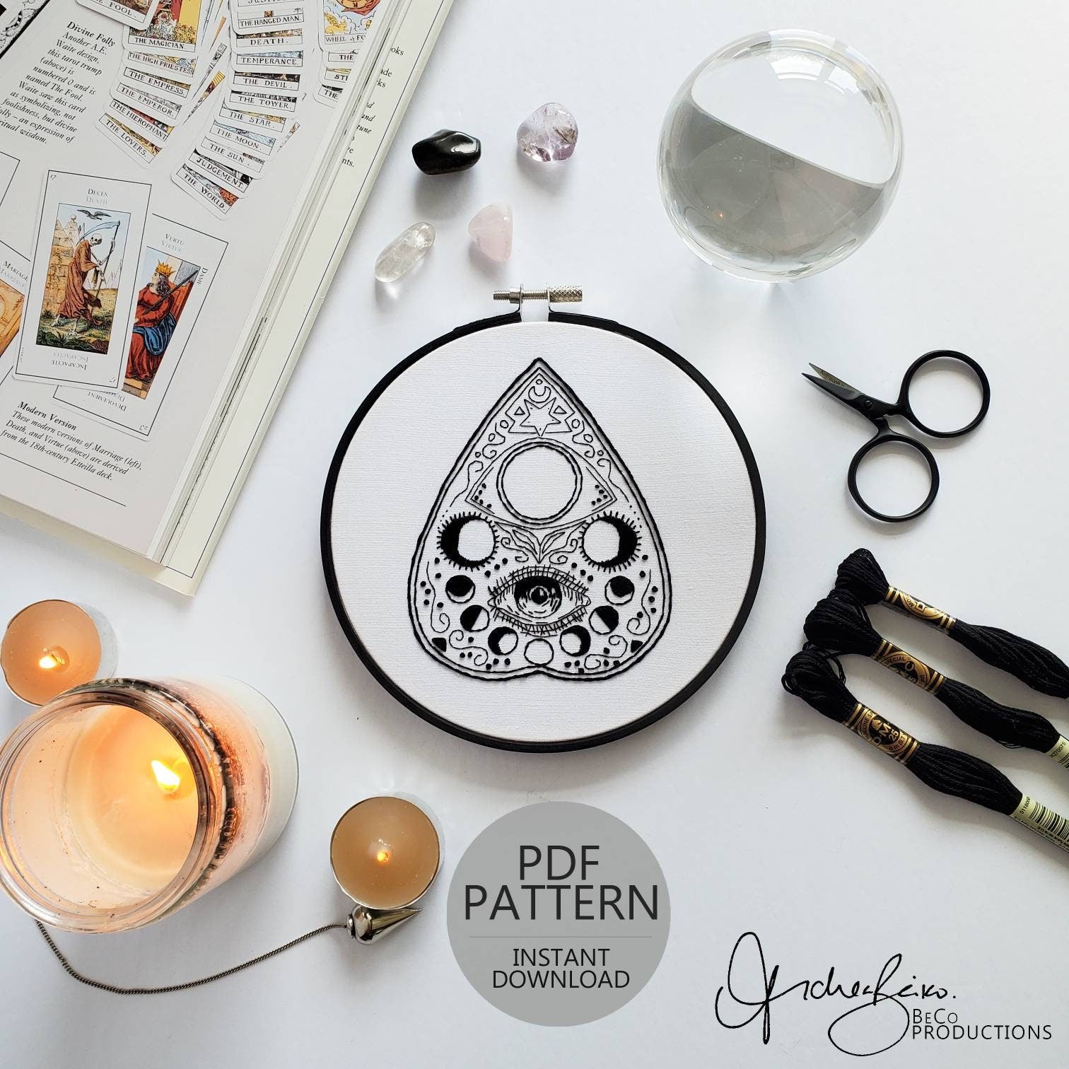 Planchette Outline - PDF Digital Download Embroidery Pattern & Guide