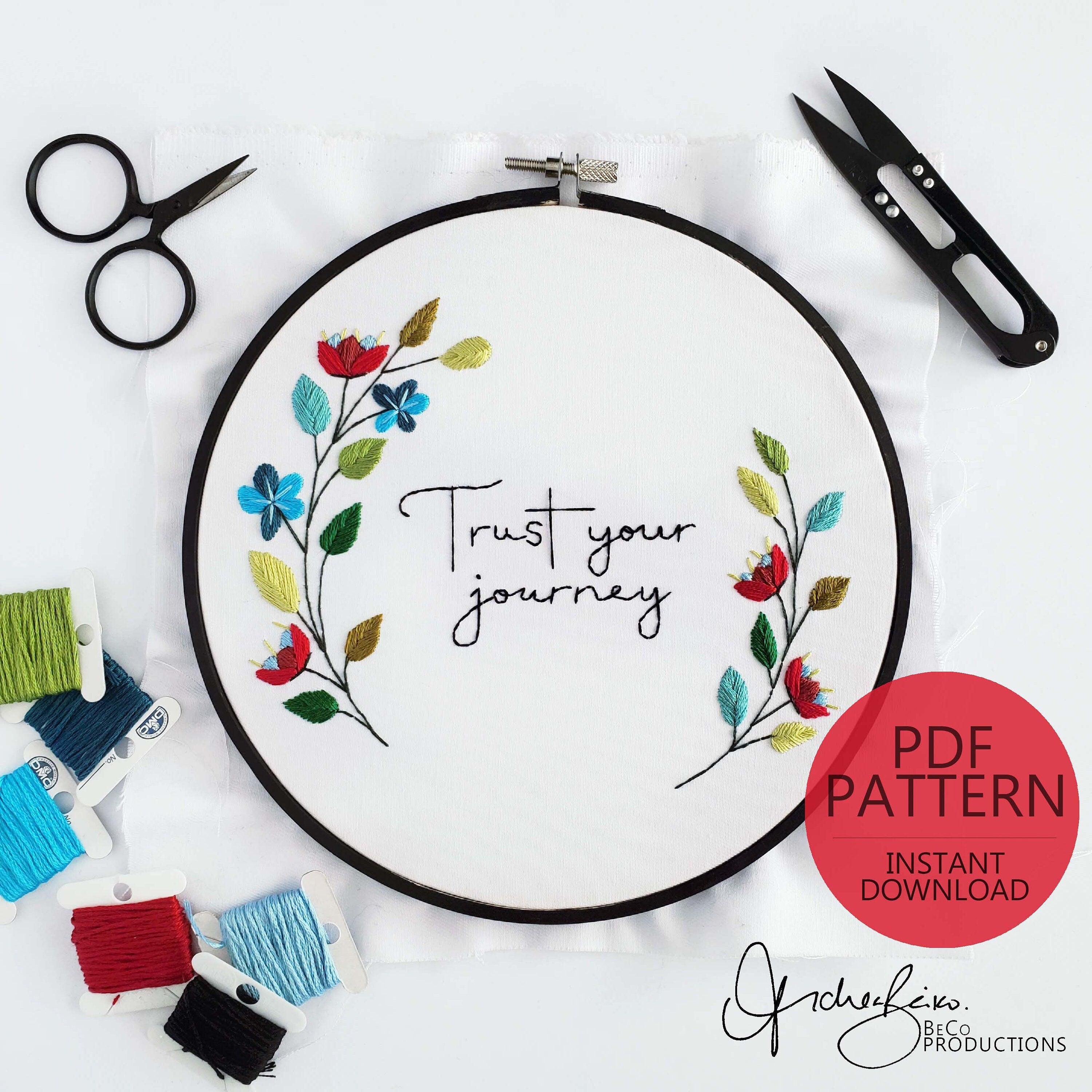 Trust Your Journey - PDF Digital Download Embroidery Pattern & Guide