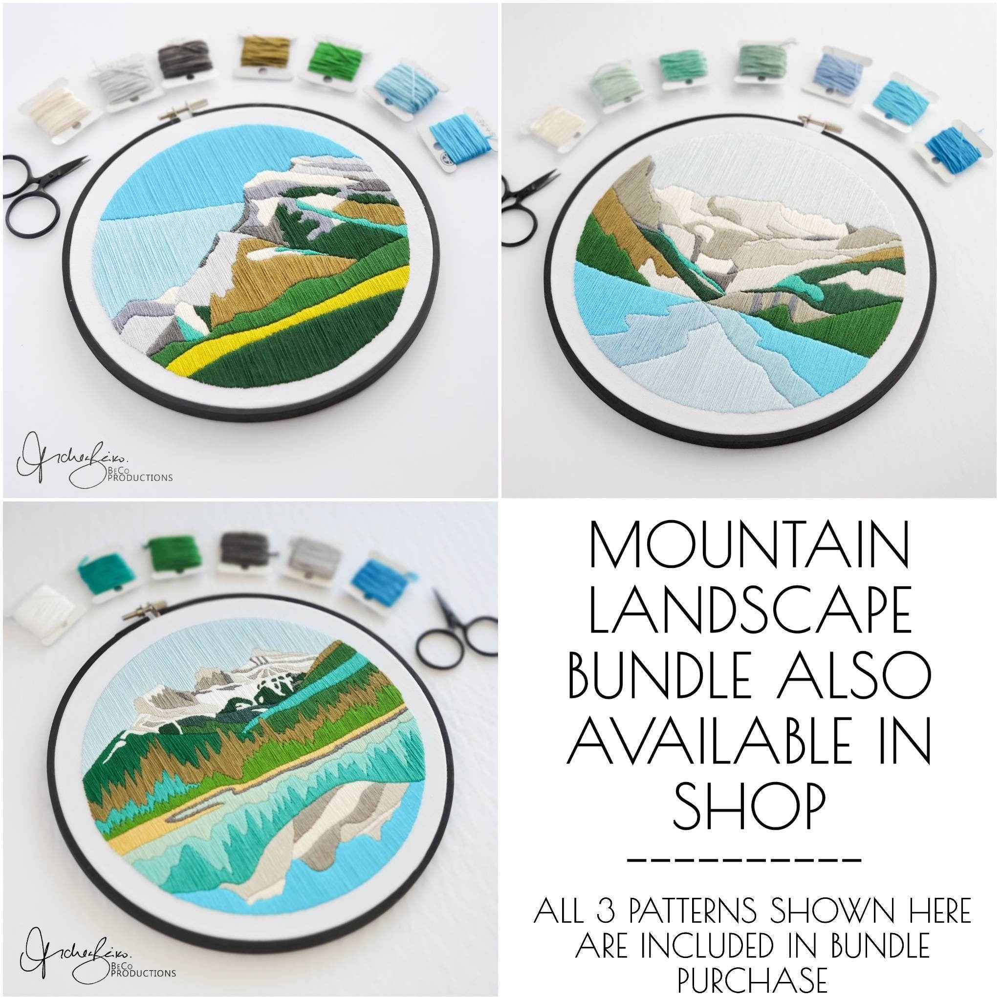 Mountain Landscape No.02, Mount Rundle, Banff Alberta - PDF Digital Download Embroidery Pattern & Guide