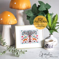 Spring Fox Folk Art Scene - PDF Digital Download Cross Stitch Pattern & Guide