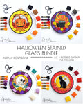 Halloween Stained Glass BUNDLE - PDF Digital Download Embroidery Pattern & Guide