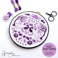 APRIL Monthly Monochromatic Folk Art Inspired Series - PDF Digital Download Embroidery Pattern & Guide