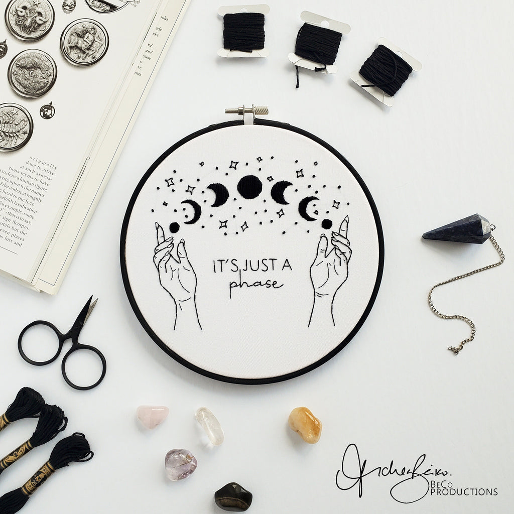 It's Just A Phase Moon Phase - PDF Digital Download Embroidery Pattern & Guide