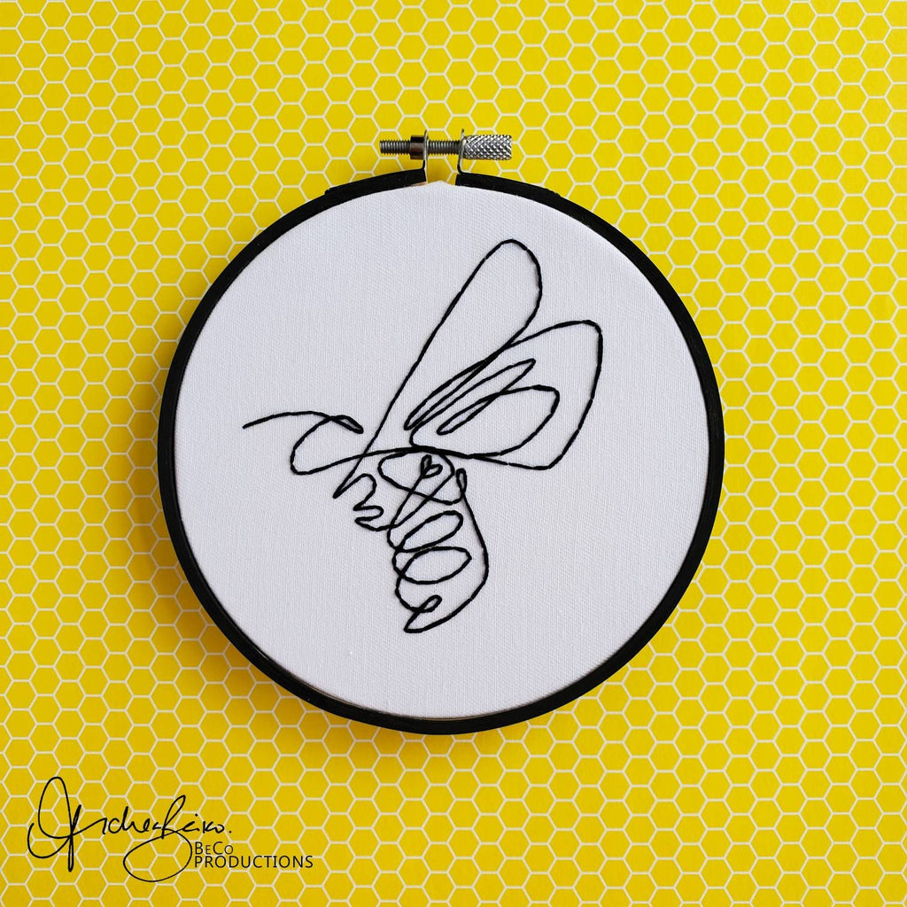 Bee Line Drawing - PDF Digital Download Embroidery Pattern & Guide