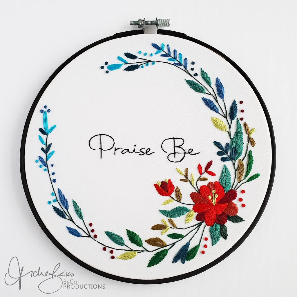 Praise Be Floral Wreath - PDF Digital Download Embroidery Pattern & Guide