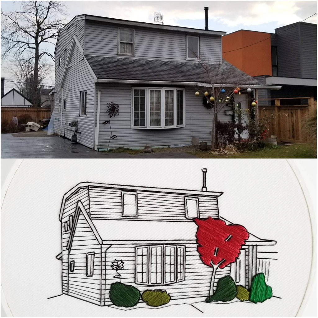 Custom Embroidered House Portrait