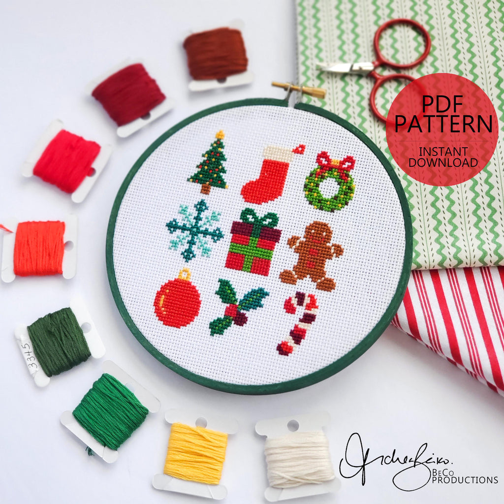 Christmas Starter Pack Grid - PDF Digital Download Cross Stitch Pattern & Guide