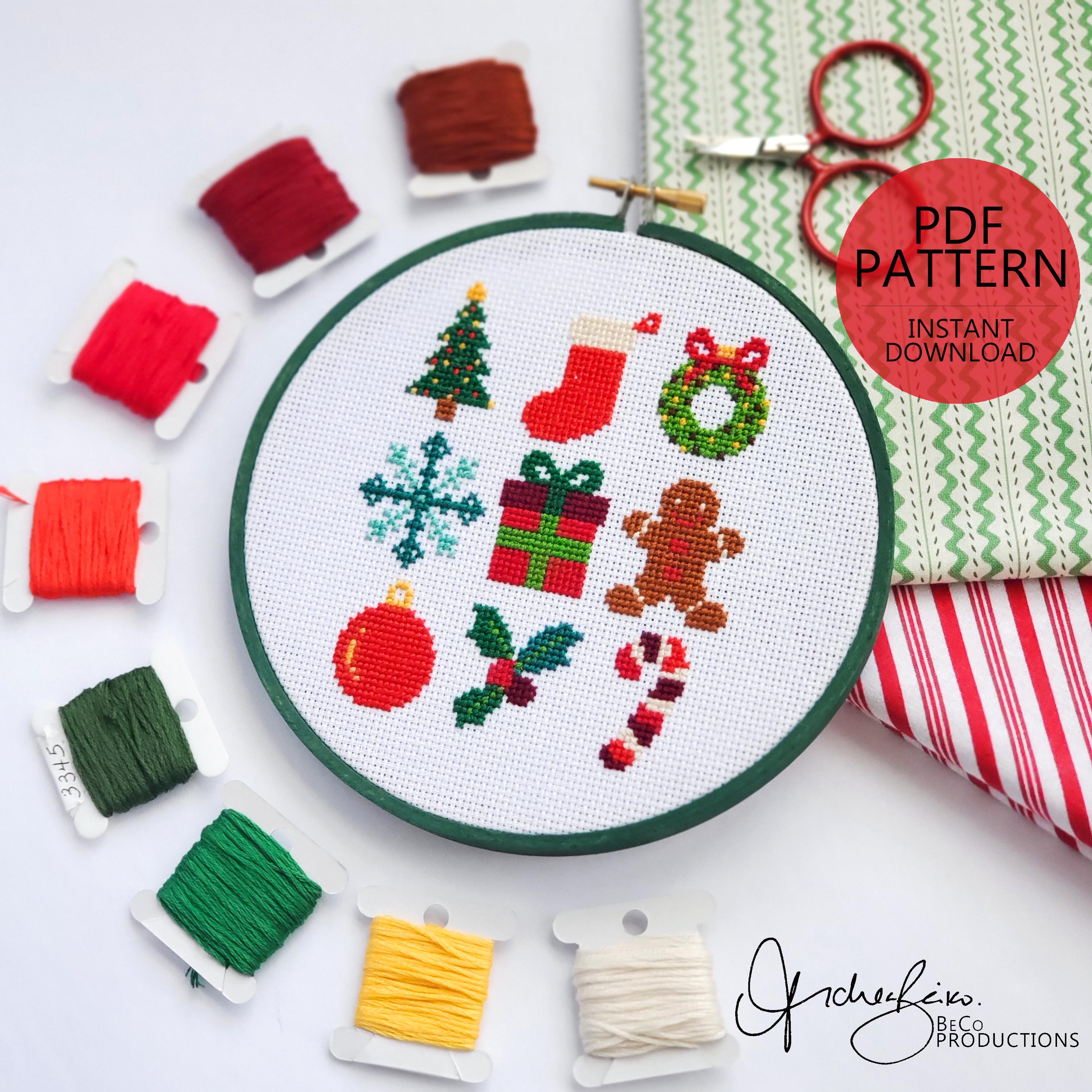 Christmas Starter Pack Grid - PDF Digital Download Cross Stitch Pattern & Guide