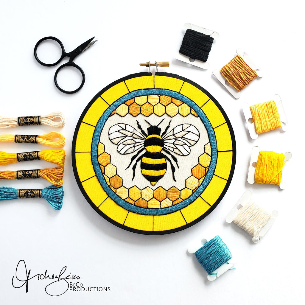 Bee Embroidery BUNDLE - DIY Digital Download Embroidery Pattern & Guide