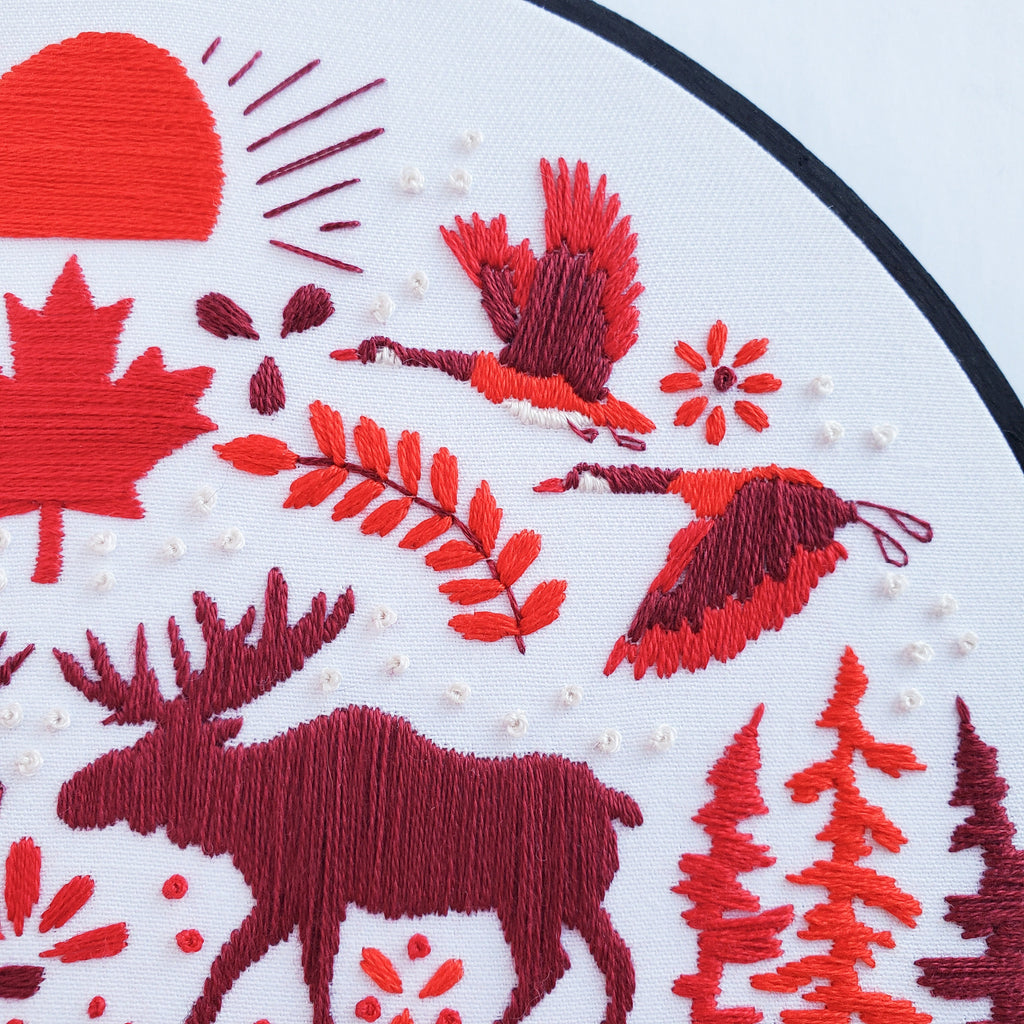 Canada Monochromatic Folk Art Inspired Series - PDF Digital Download Embroidery Pattern & Guide