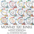 Monthly Text Bundle - PDF Digital Download Embroidery Series Pattern & Guide