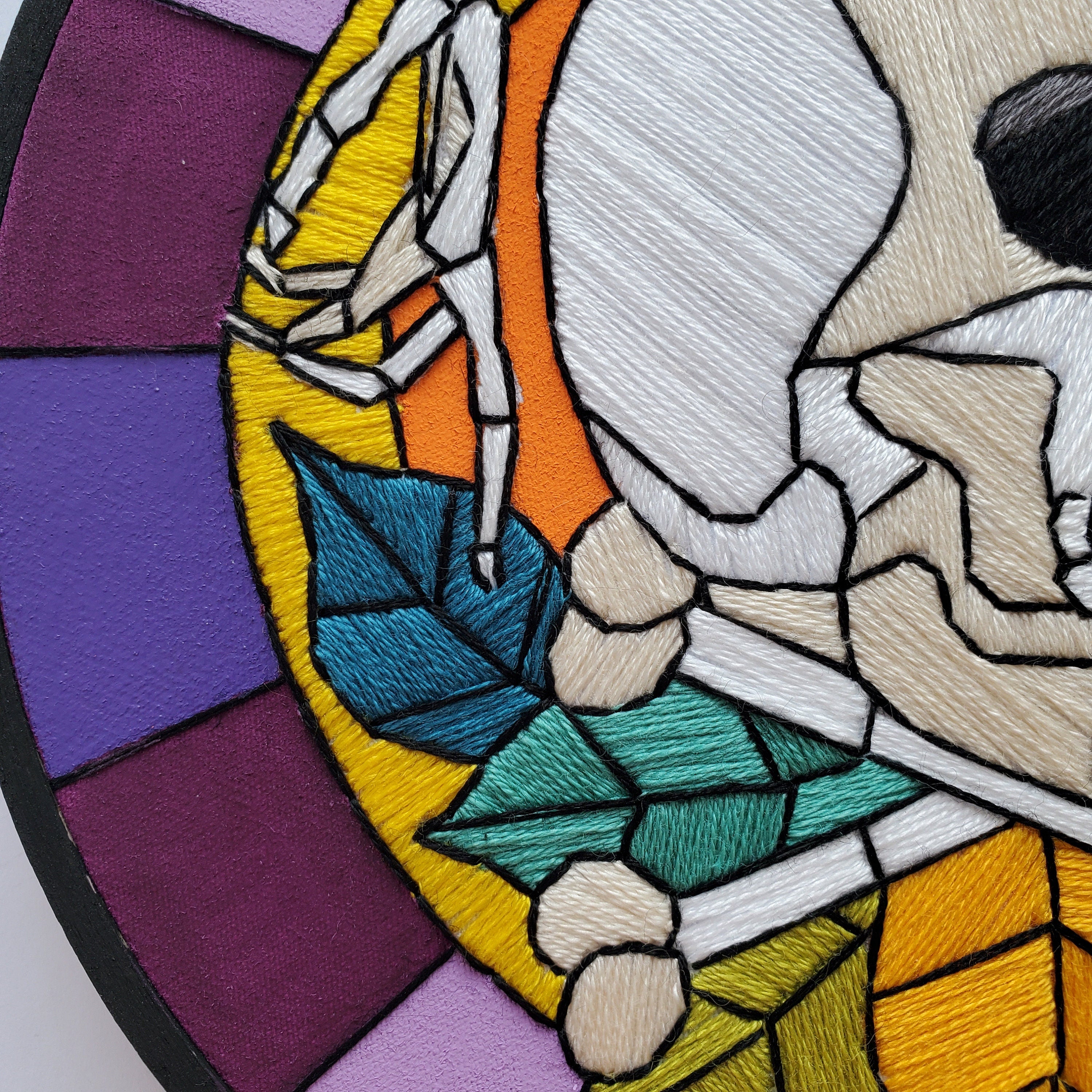 Stained Glass Halloween Skull and Bones - PDF Digital Download Embroidery Pattern & Guide