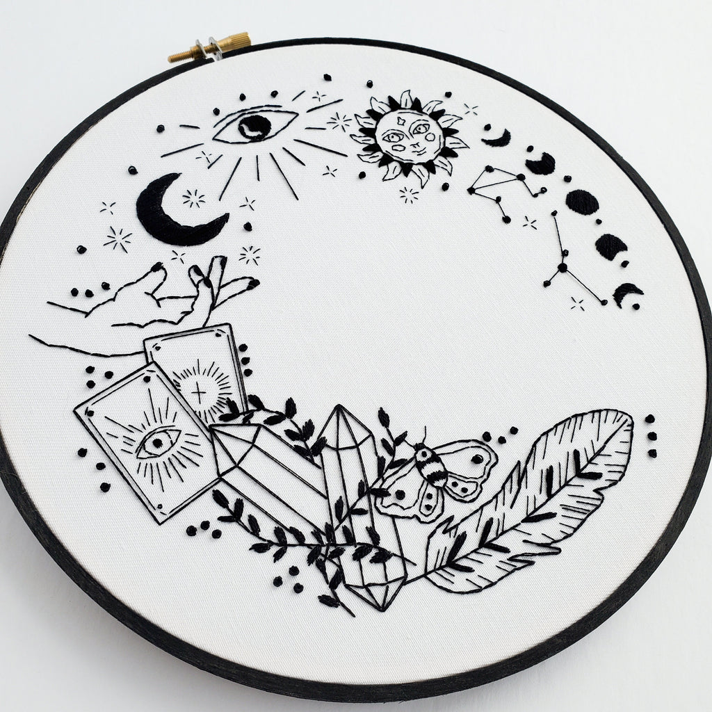 Witchy Mystical Spiritual Wreath - PDF Digital Download Embroidery Pattern & Guide