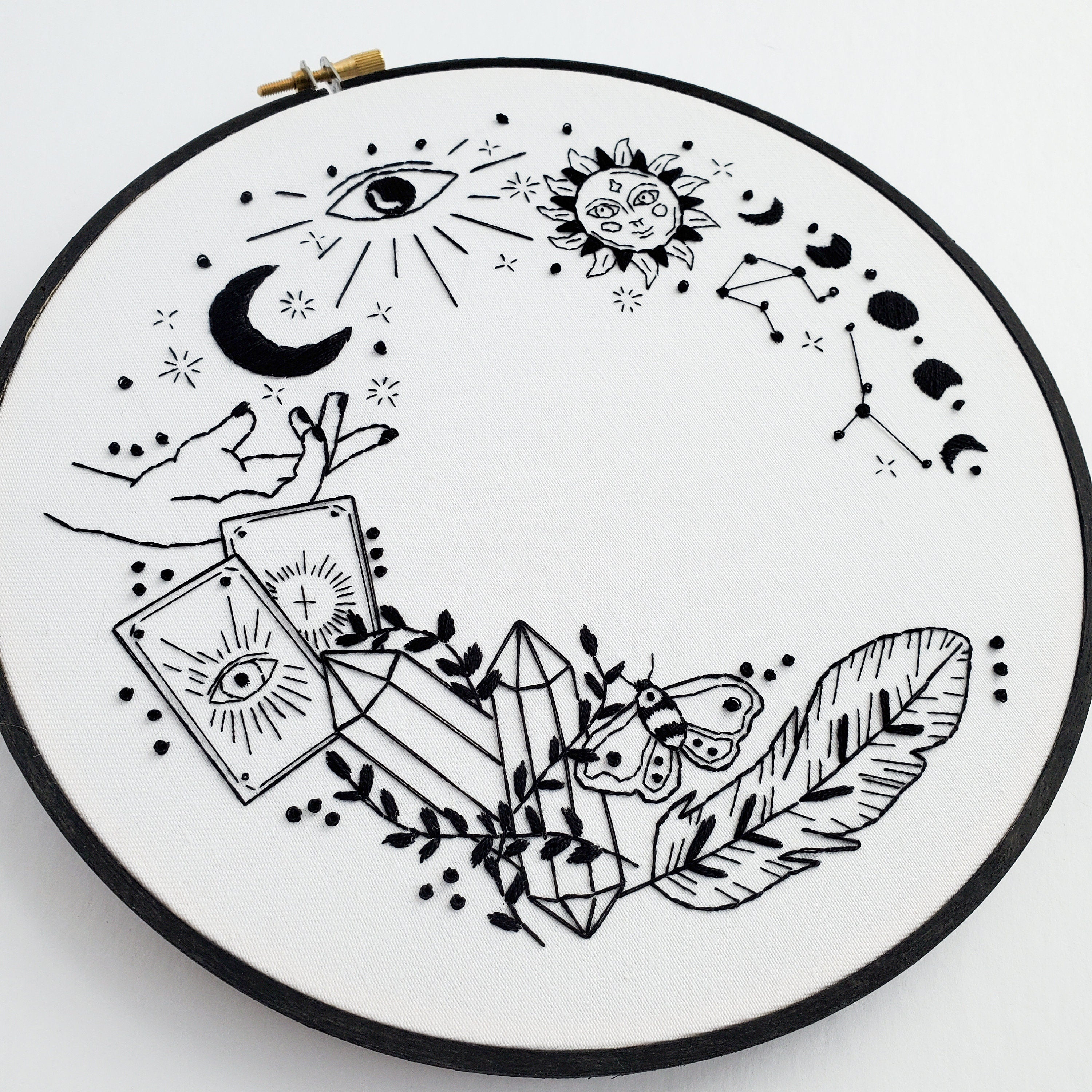 Witchy Mystical Spiritual Wreath - PDF Digital Download Embroidery Pattern & Guide