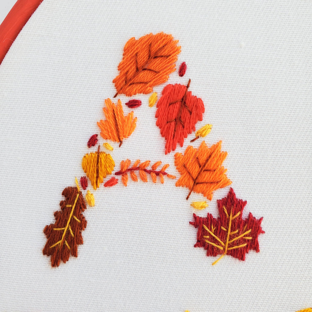 Autumn Text - PDF Digital Download Embroidery Pattern & Guidech