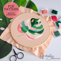 Variegated Monstera Leaf - PDF Digital Download Embroidery Pattern & Guide