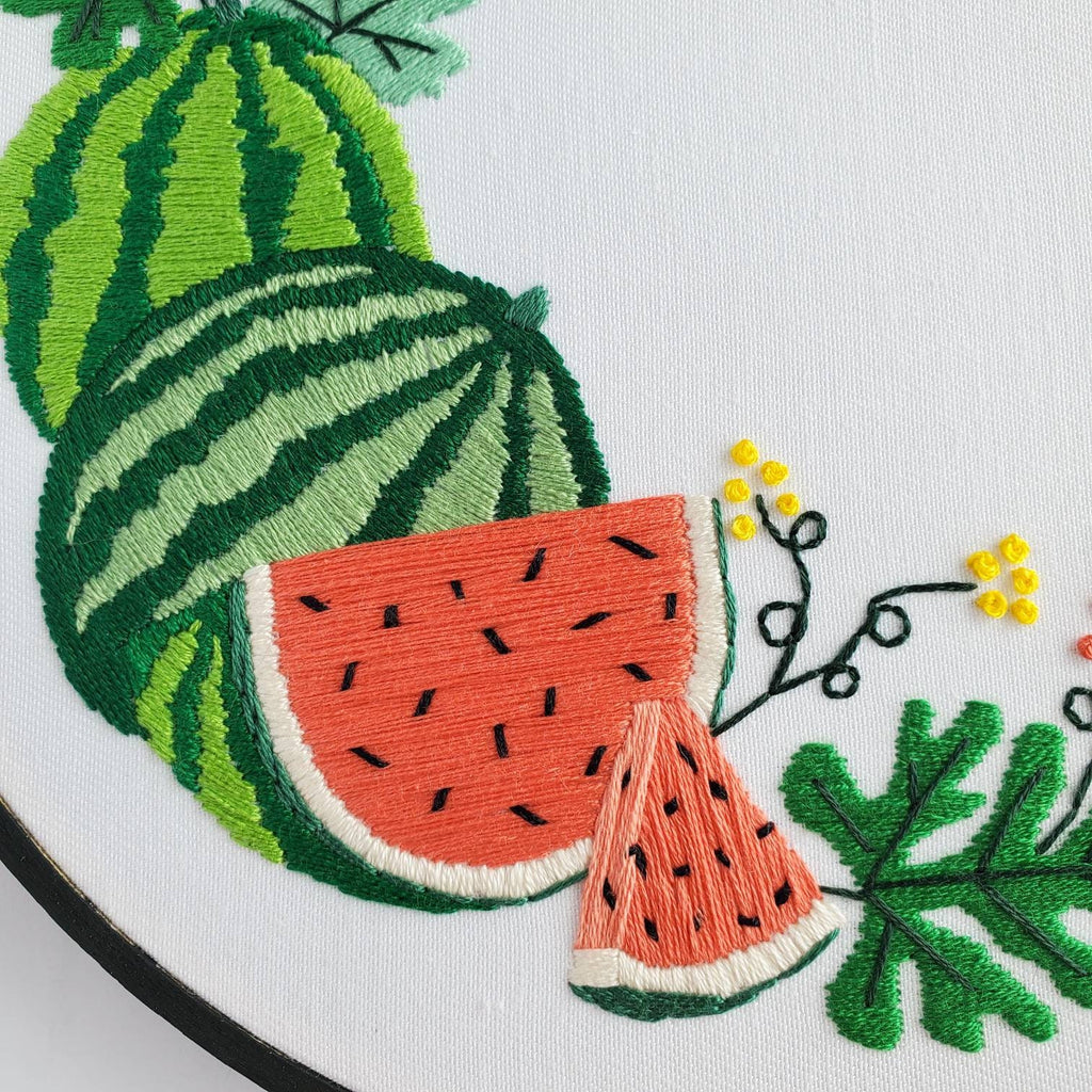 Watermelon Wreath - PDF Digital Download Embroidery Pattern & Guide