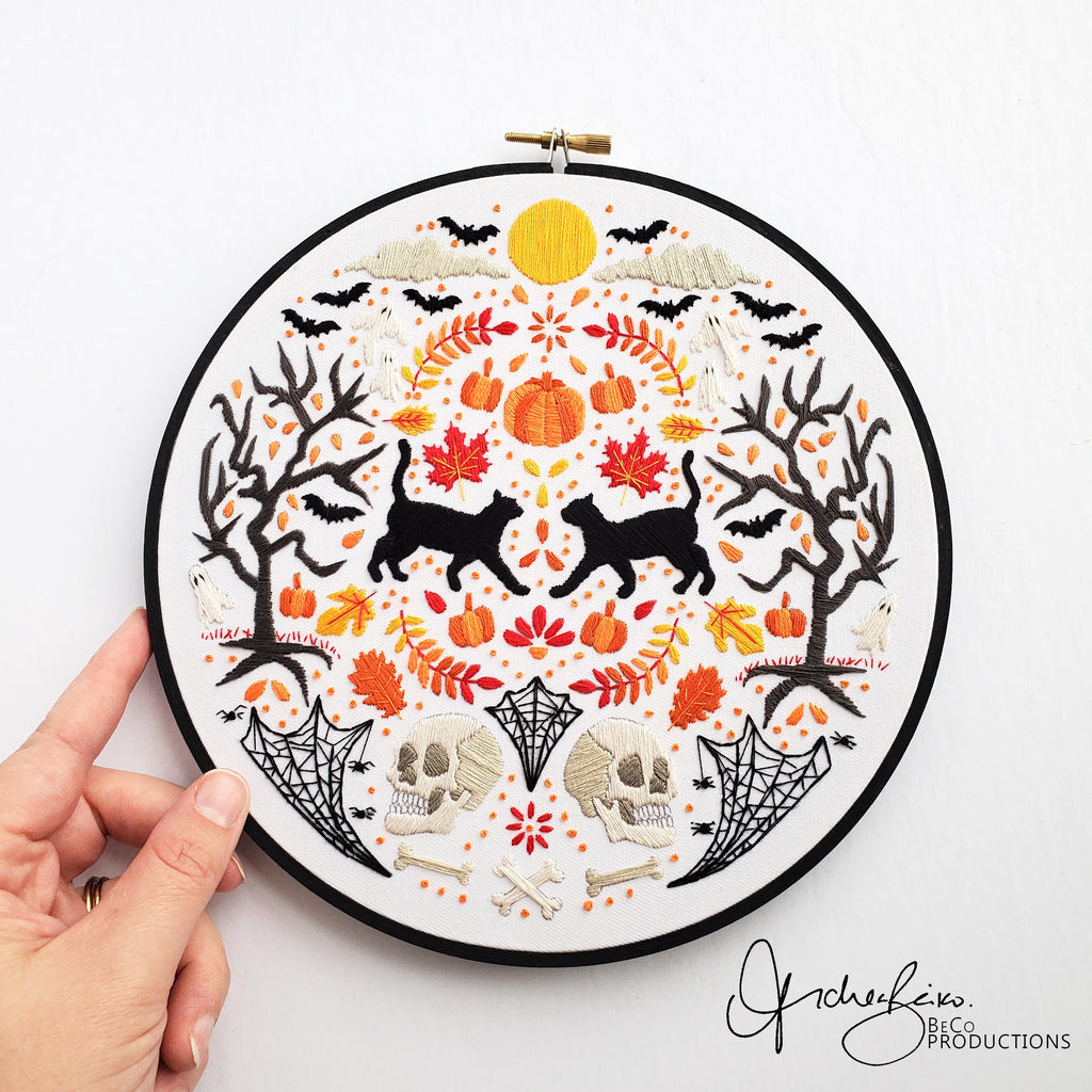 Halloween Folk Art Inspired Series - PDF Digital Download Embroidery Pattern & Guide