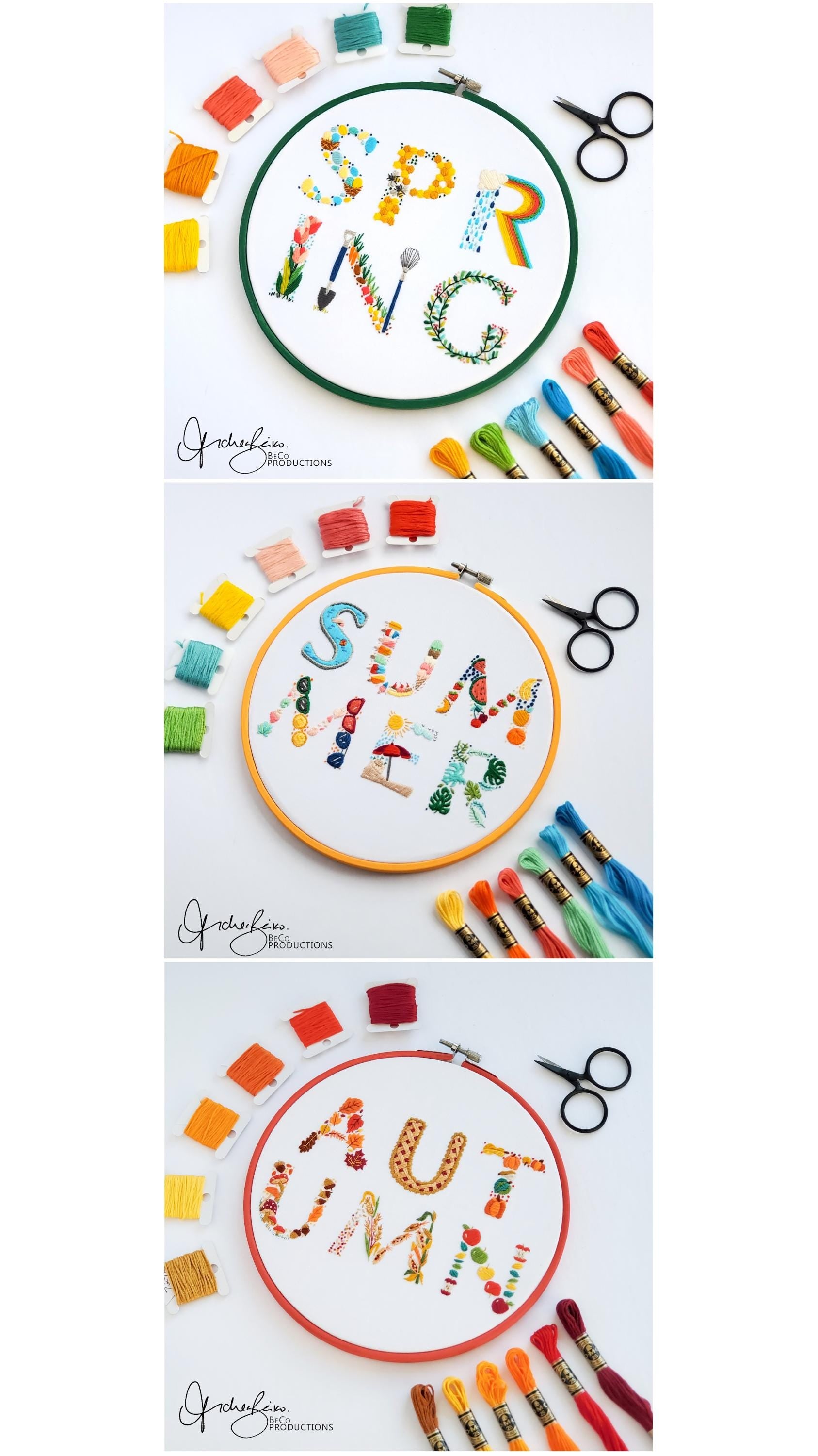 Spring Text - PDF Digital Download Embroidery Pattern & Guide