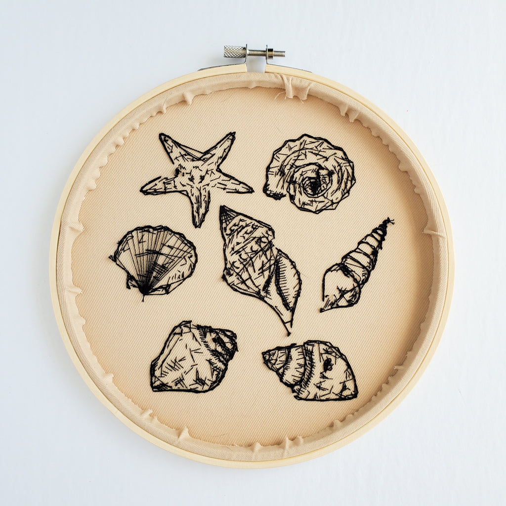Seashell Drawing - PDF Digital Download Embroidery Pattern and Guide