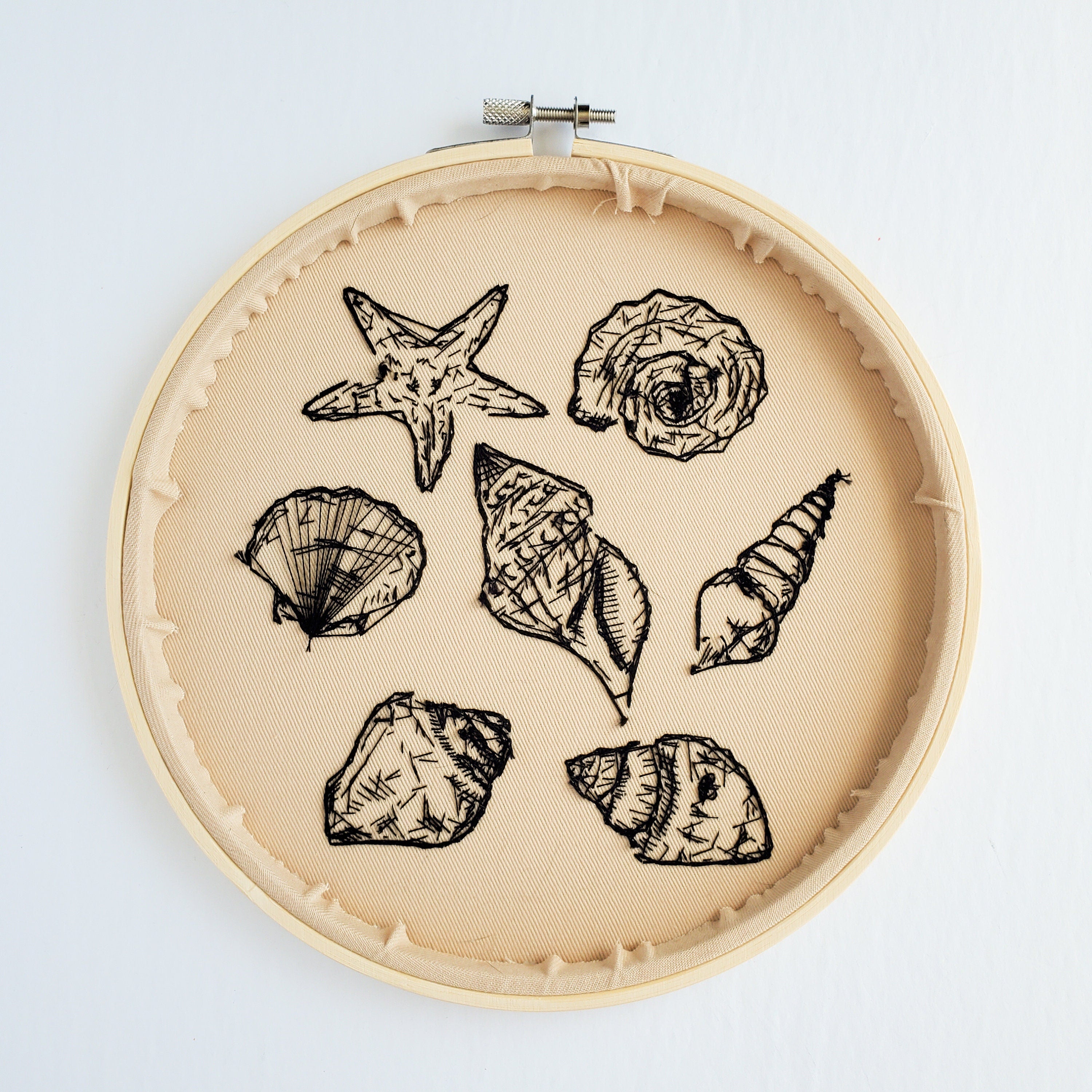 Seashell Drawing - PDF Digital Download Embroidery Pattern and Guide