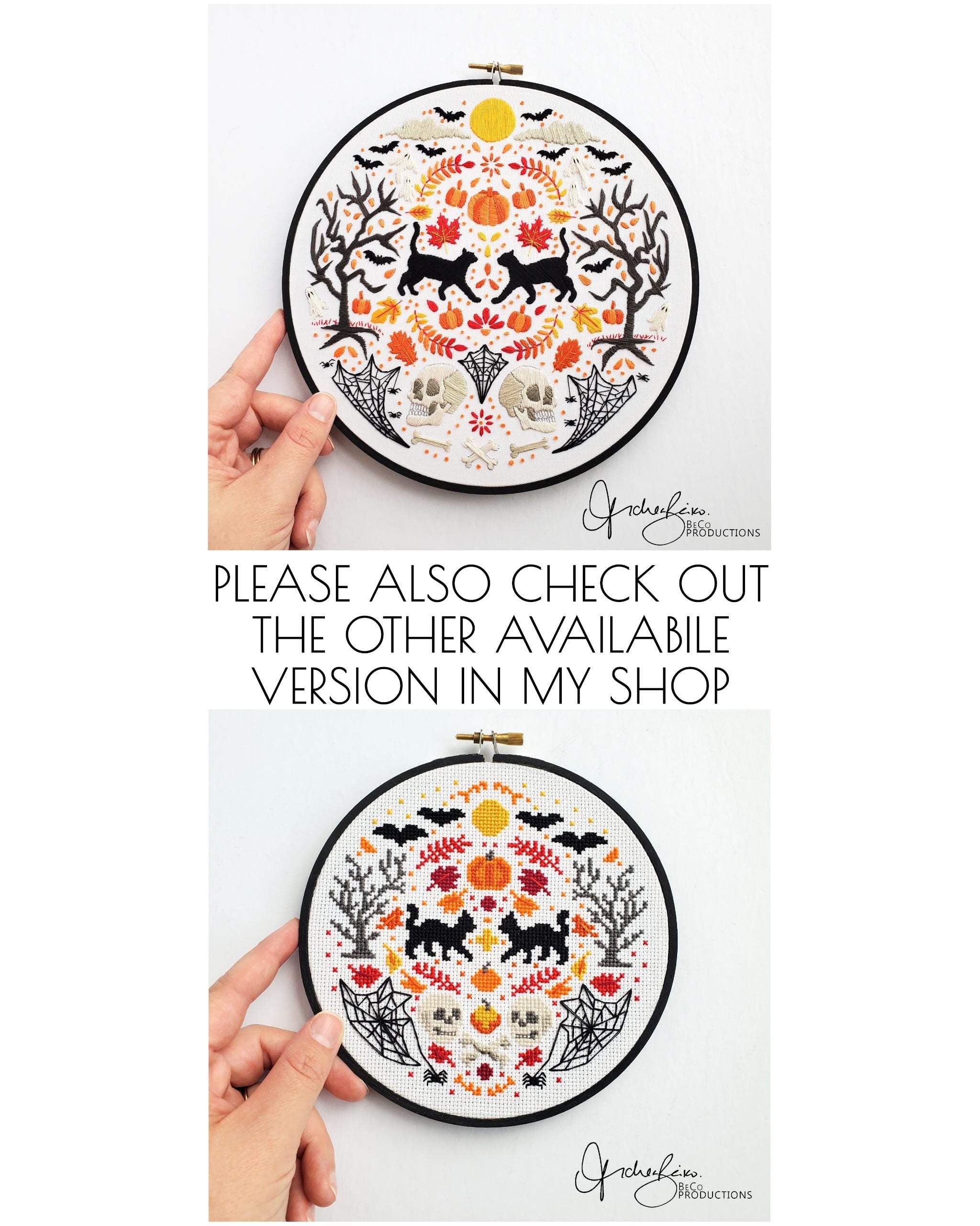 HALLOWEEN Folk Art Inspired Series Cross Stitch Pattern & Guide, DIY Digital Download, PDF Pattern (BeCoProductions) Halloween Stitch