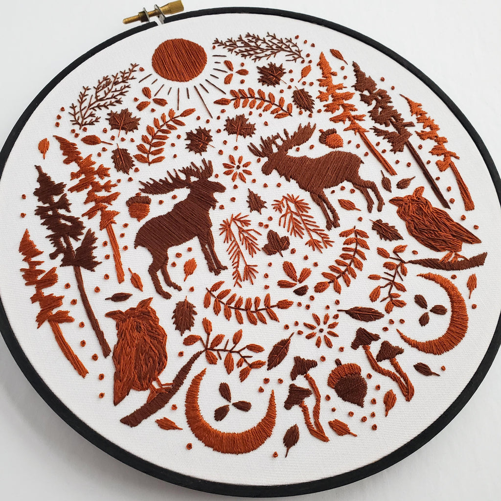 NOVEMBER Monthly Monochromatic Folk Art Inspired Series - PDF Digital Download Embroidery Pattern & Guide