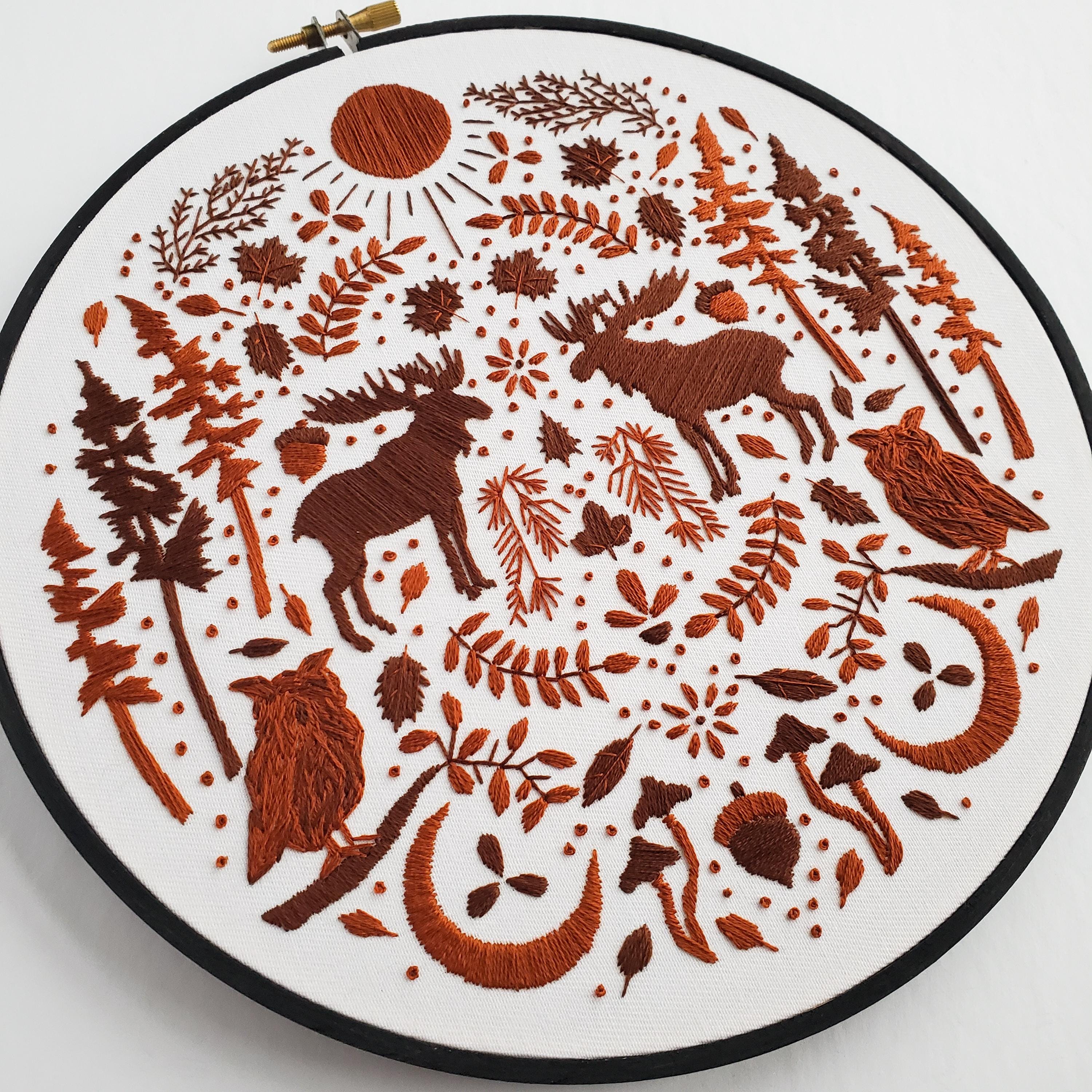 NOVEMBER Monthly Monochromatic Folk Art Inspired Series - PDF Digital Download Embroidery Pattern & Guide