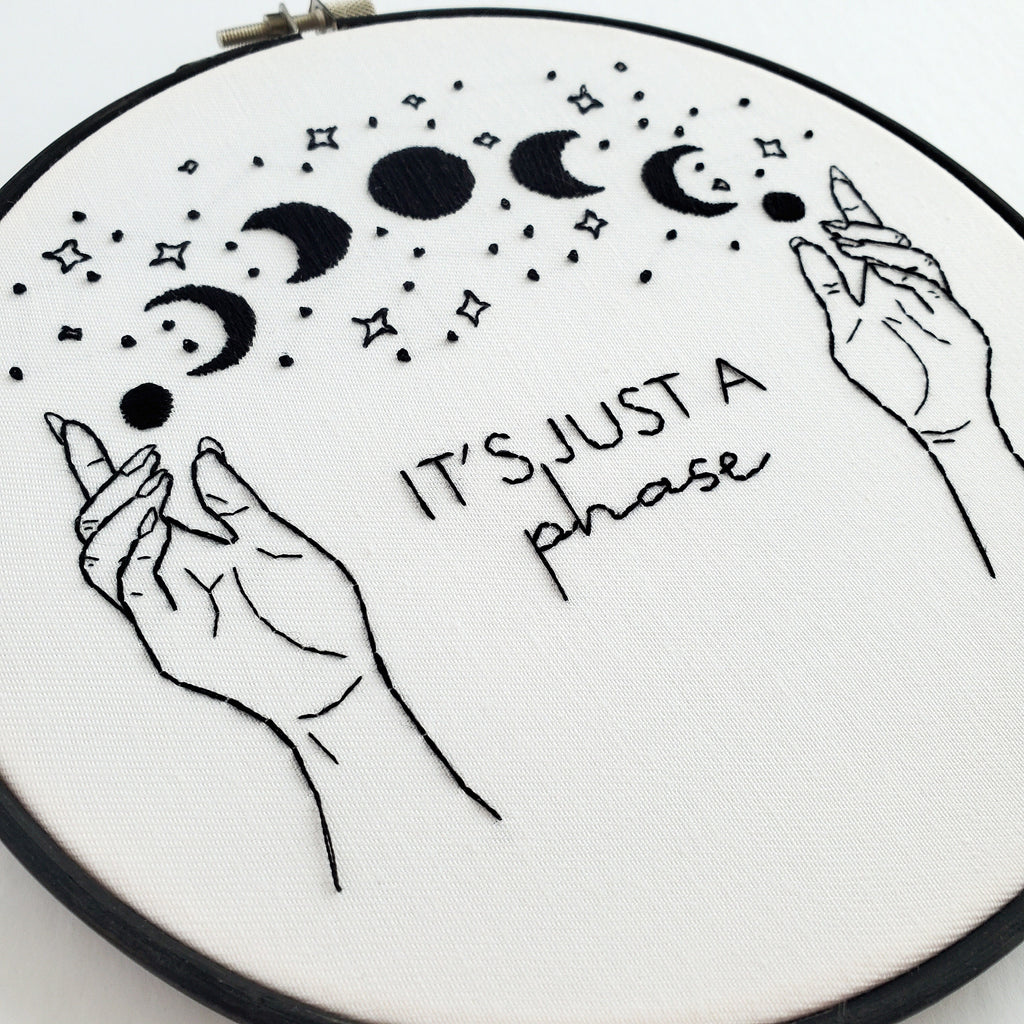 It's Just A Phase Moon Phase - PDF Digital Download Embroidery Pattern & Guide