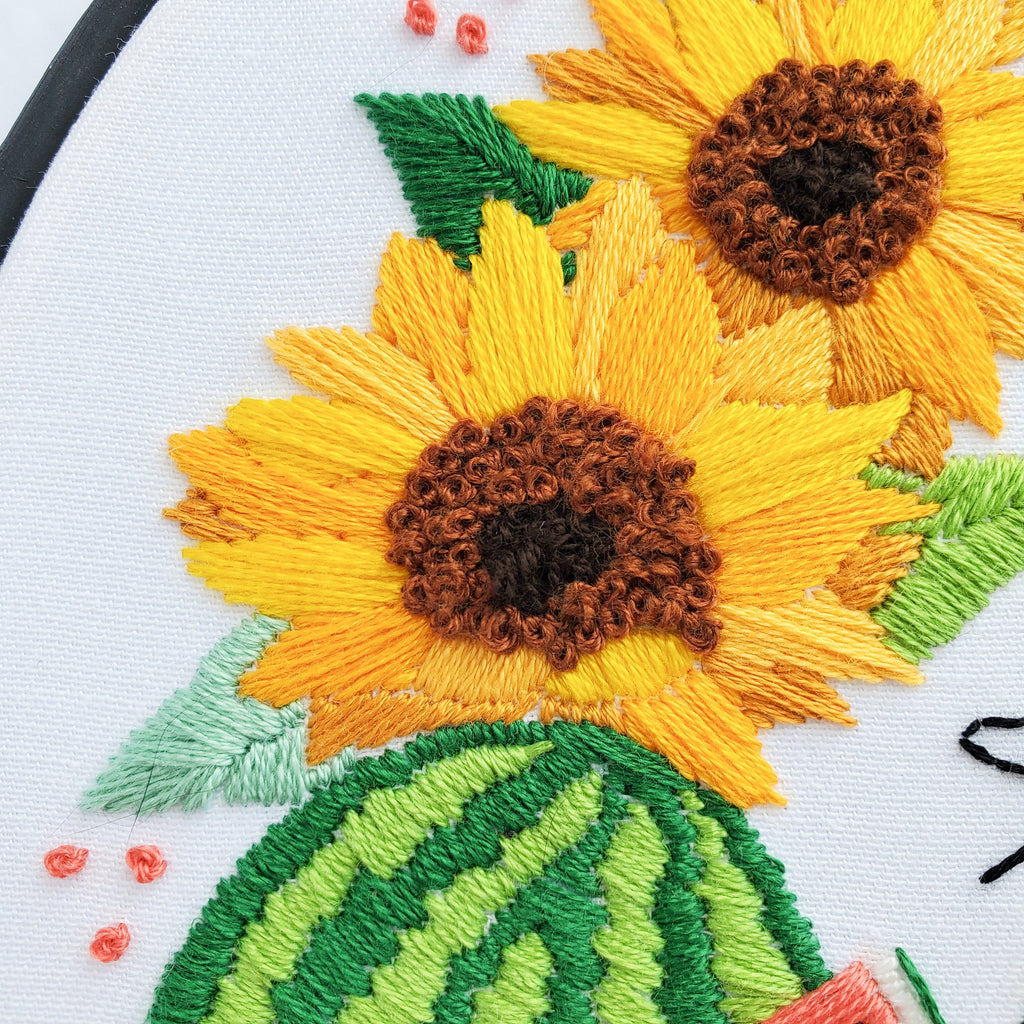 AUGUST Monthly Series Wreath - PDF Digital Download Embroidery Pattern & Guide