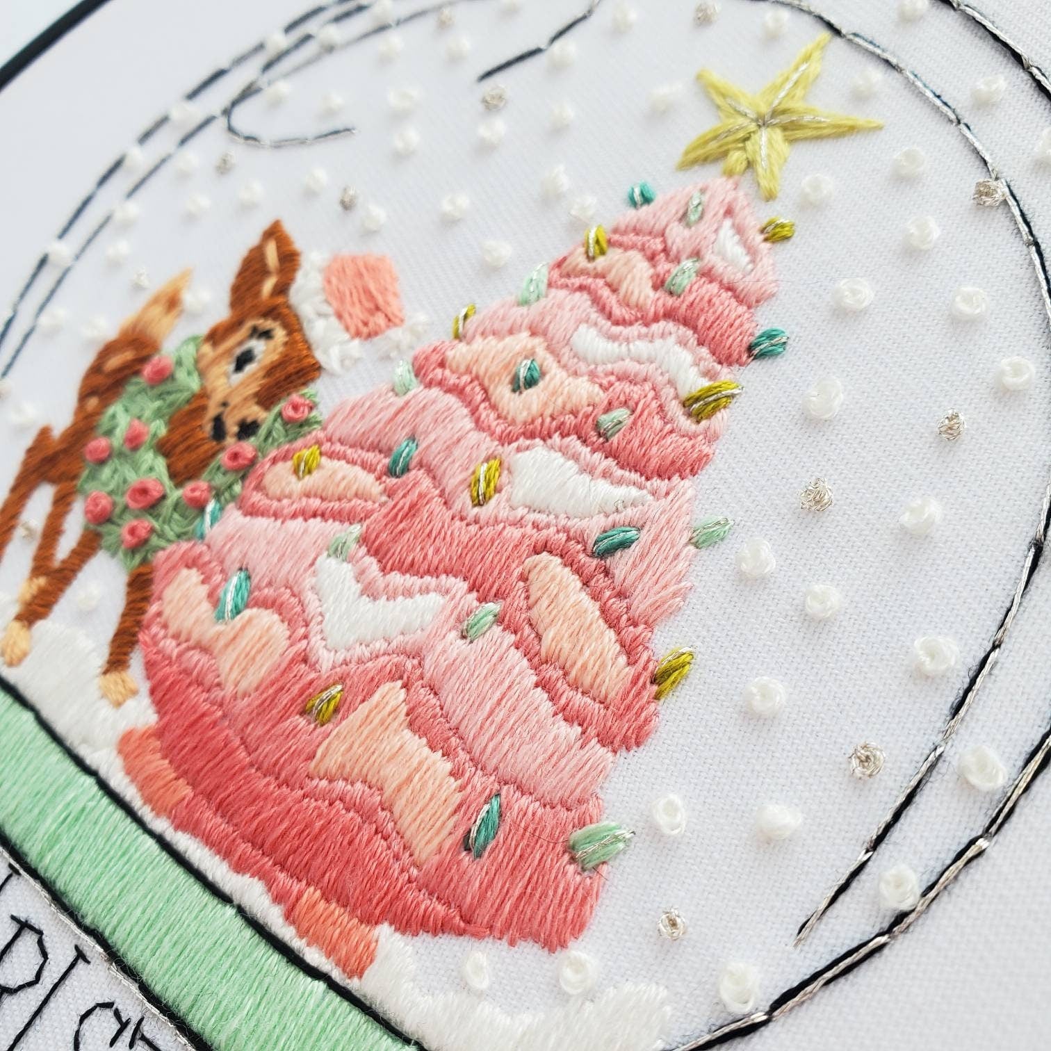 Retro Christmas Snow Globe - PDF Digital Download Embroidery Pattern & Guide