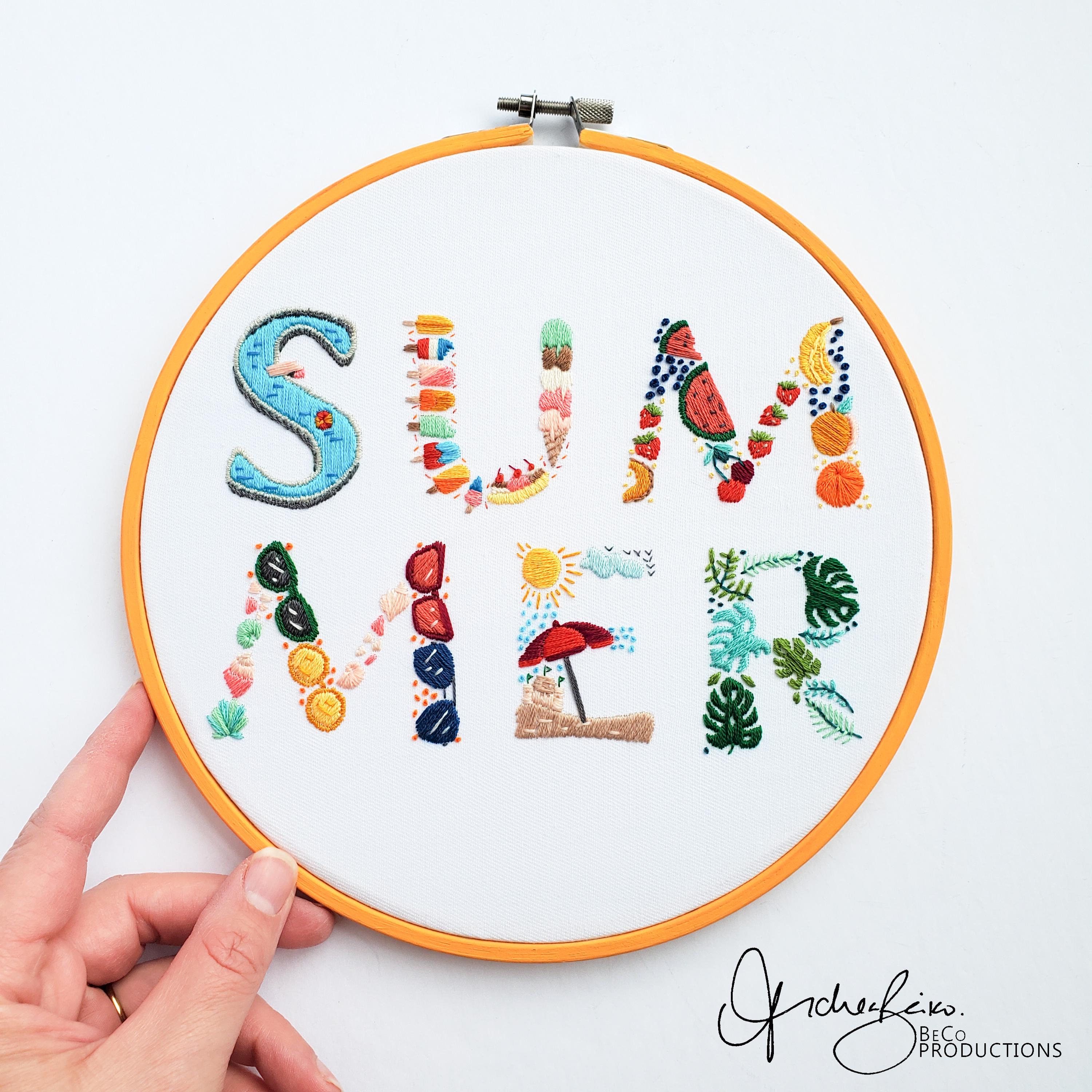 Summer Text - PDF Digital Download Embroidery Pattern & Guide