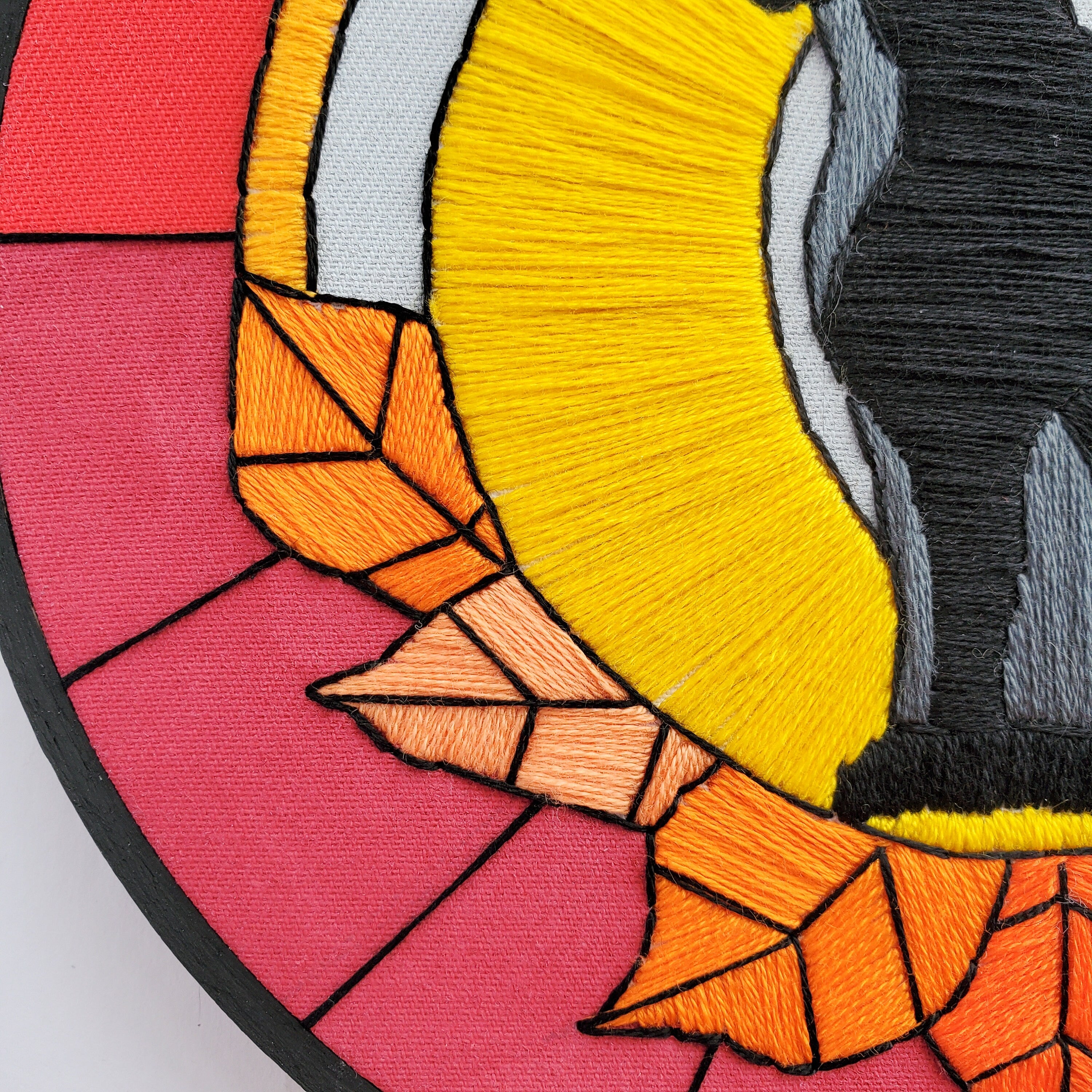 Stained Glass Halloween Black Cat - PDF Digital Download Embroidery Pattern & Guide