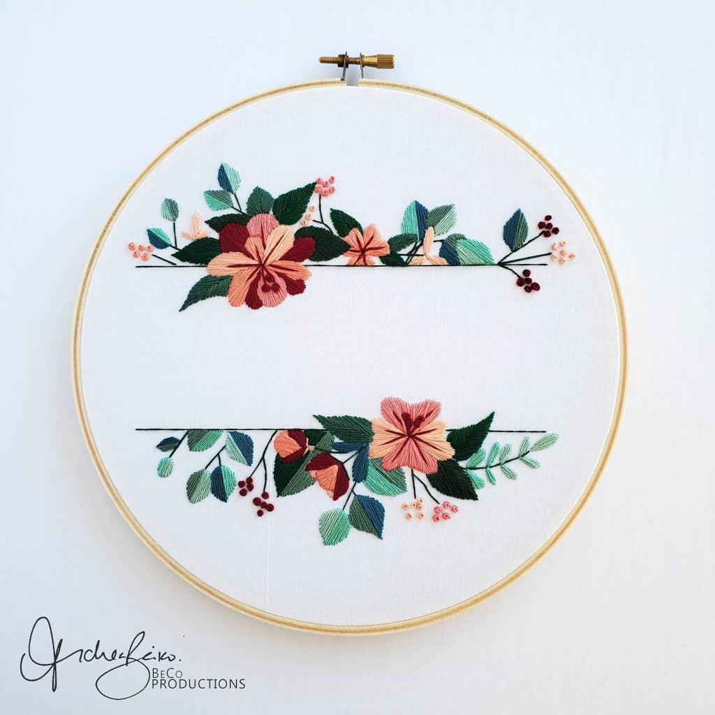 Plain Floral Banner - PDF Digital Download Embroidery Pattern & Guide