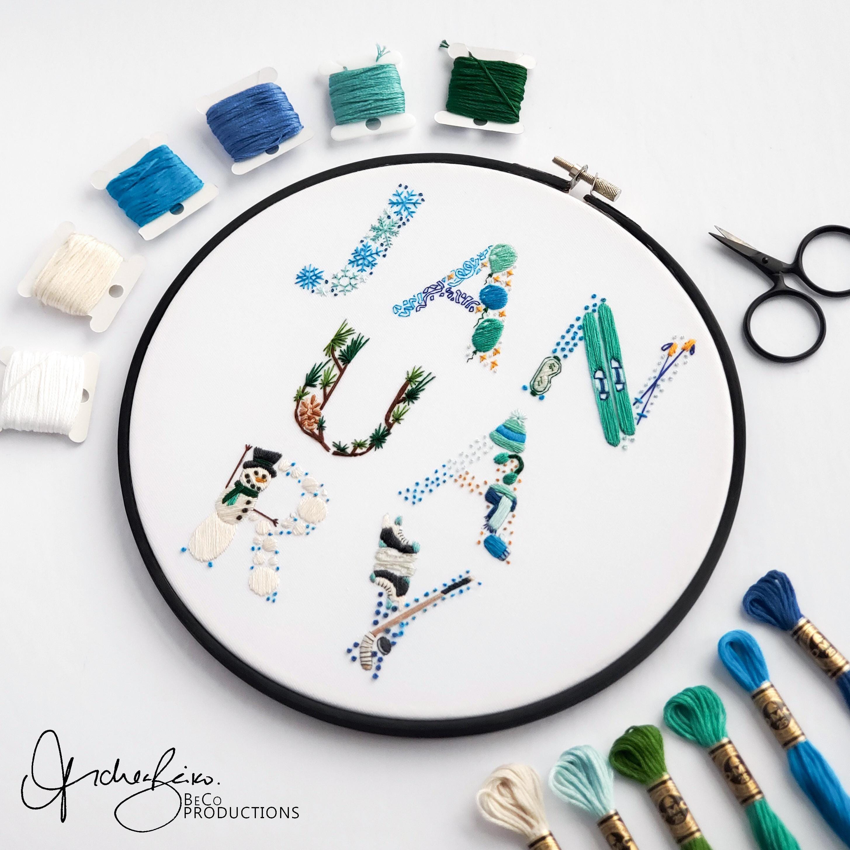 Monthly Text Bundle - PDF Digital Download Embroidery Series Pattern & Guide