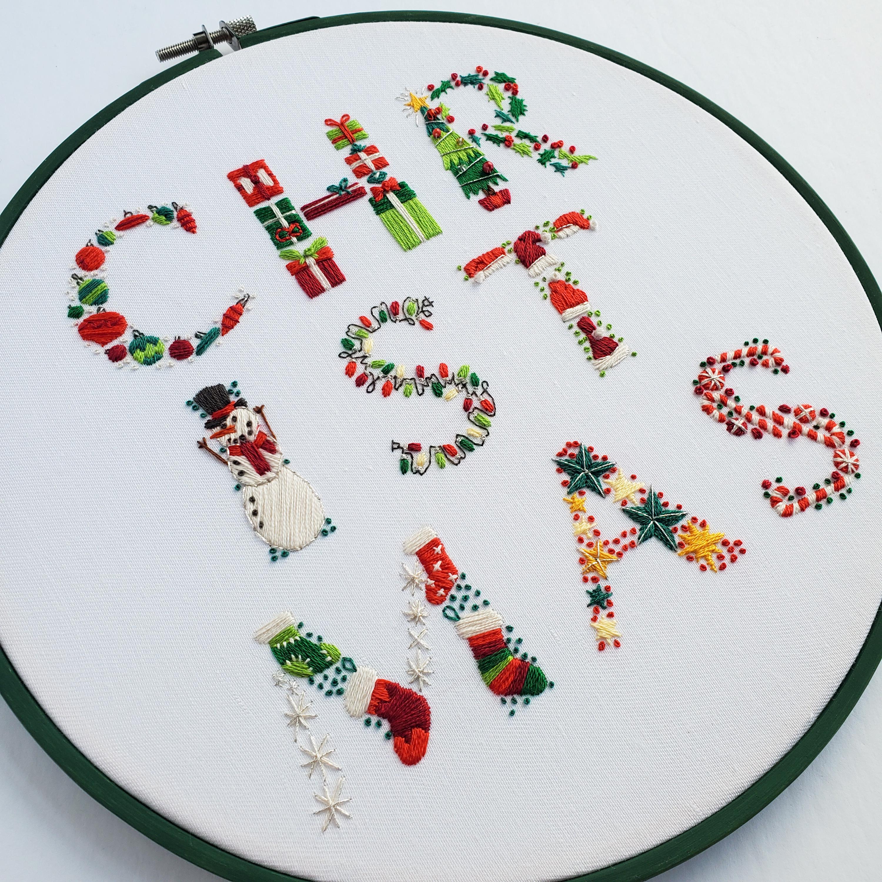 Merry Christmas Text Bundle - PDF Digital Download Embroidery Pattern & Guide