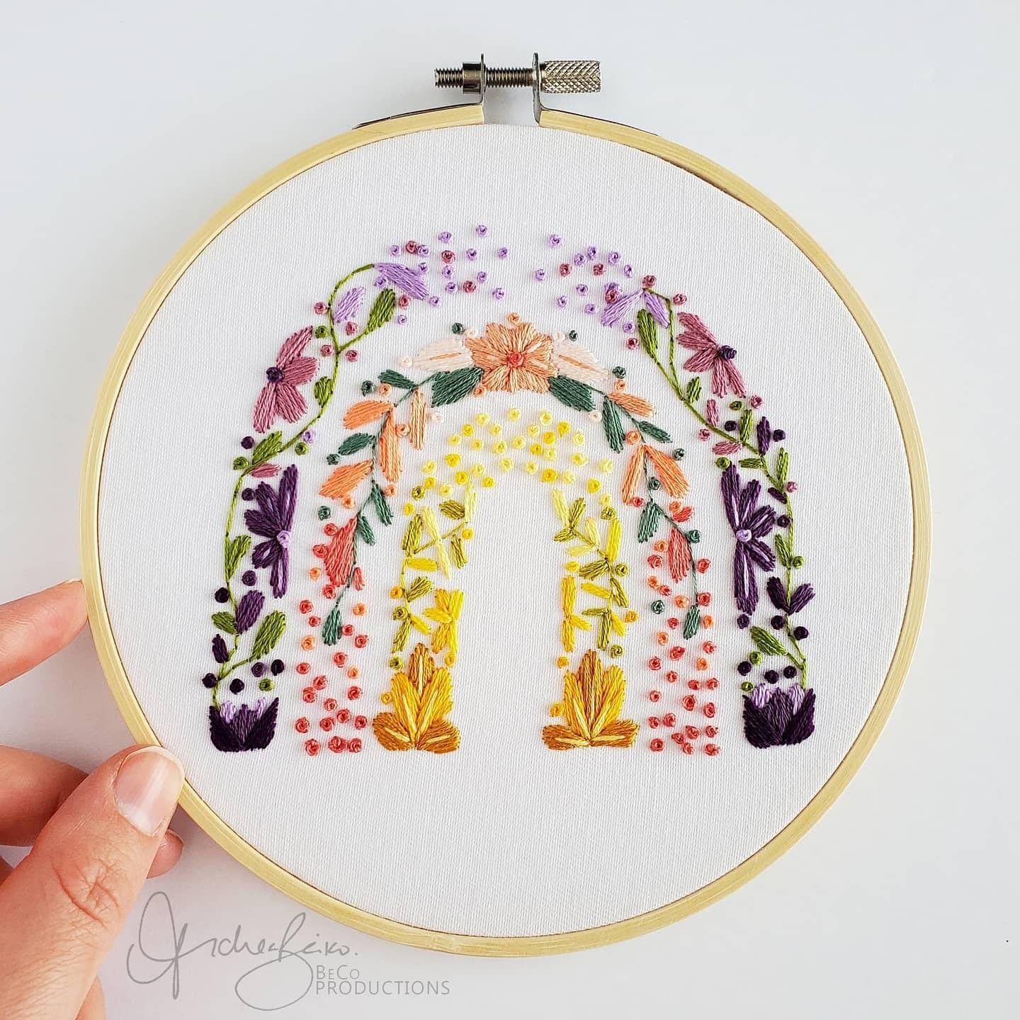 Original Floral Rainbow - PDF Digital Download Embroidery Pattern & Guide