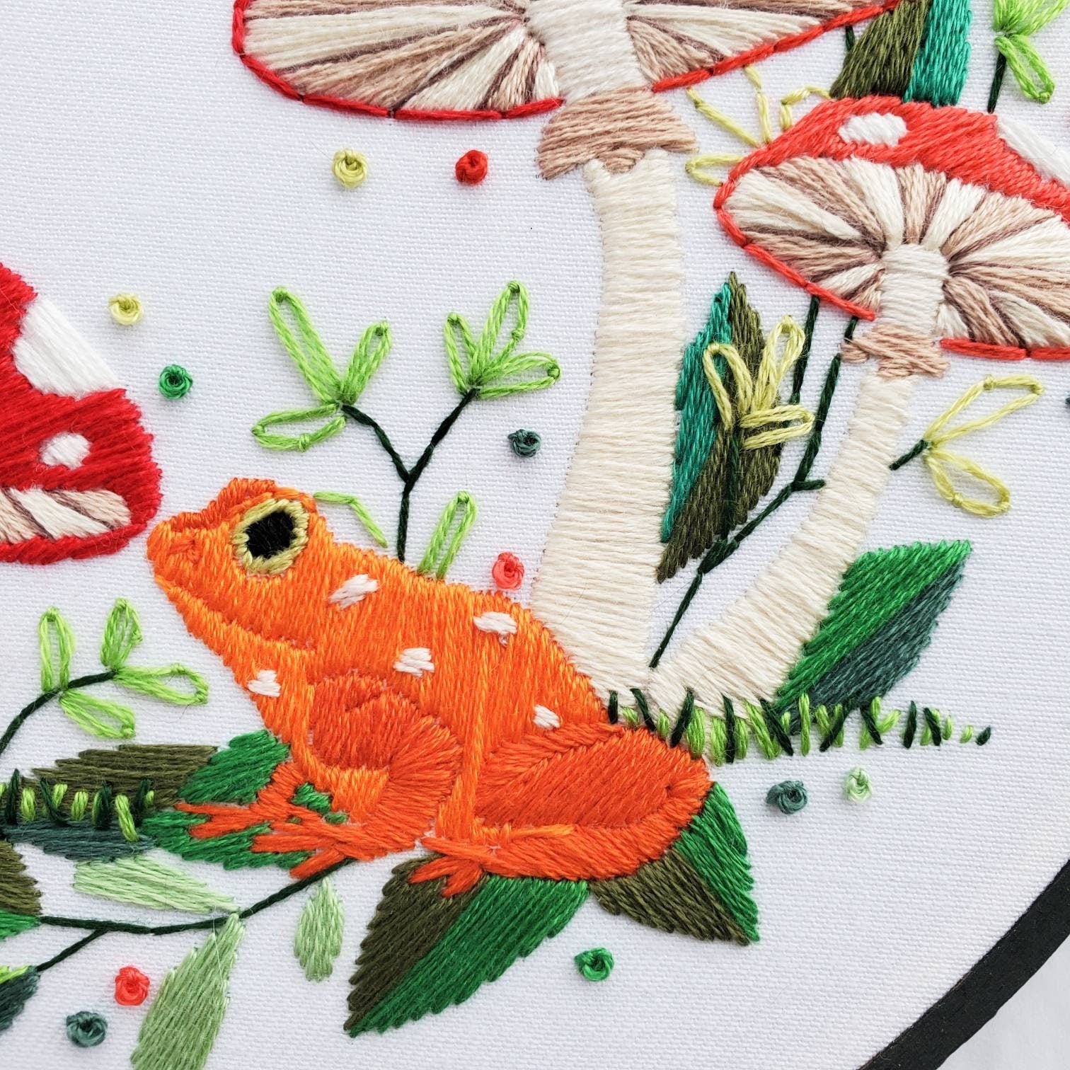 Mushroom & Frog Wreath - PDF Digital Download Embroidery Pattern & Guide