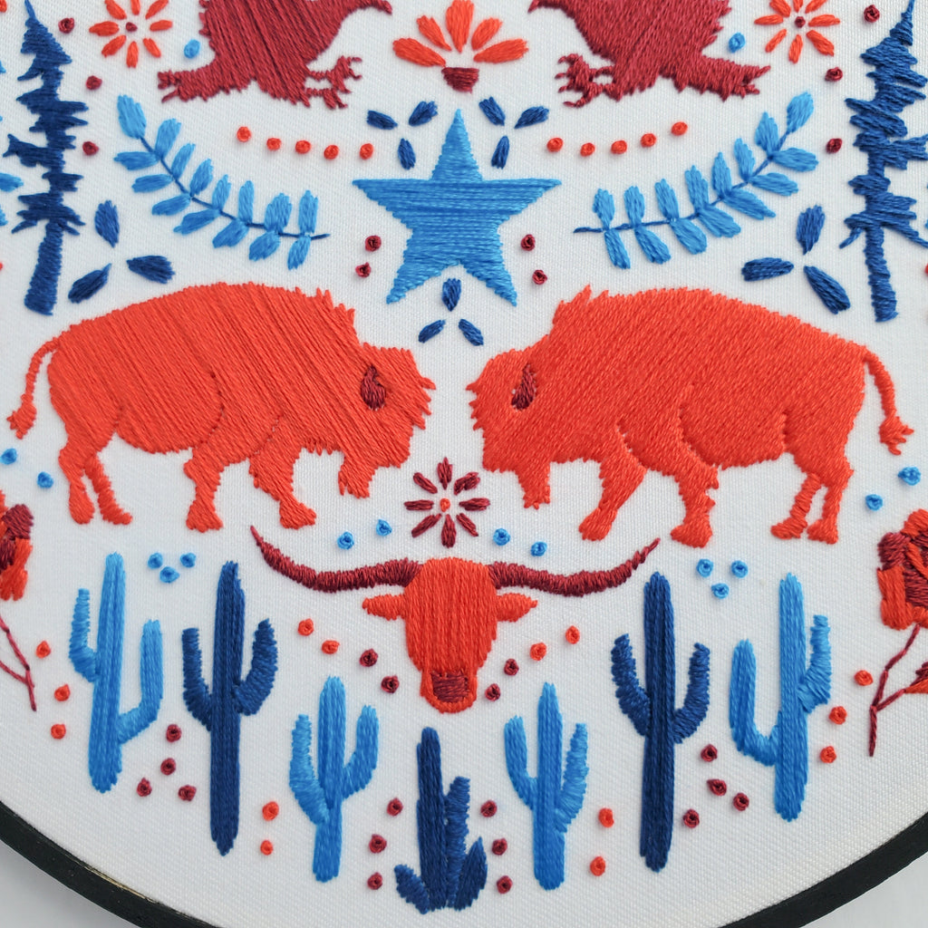 USA American Folk Art Inspired Series - PDF Digital Download Embroidery Pattern & Guide
